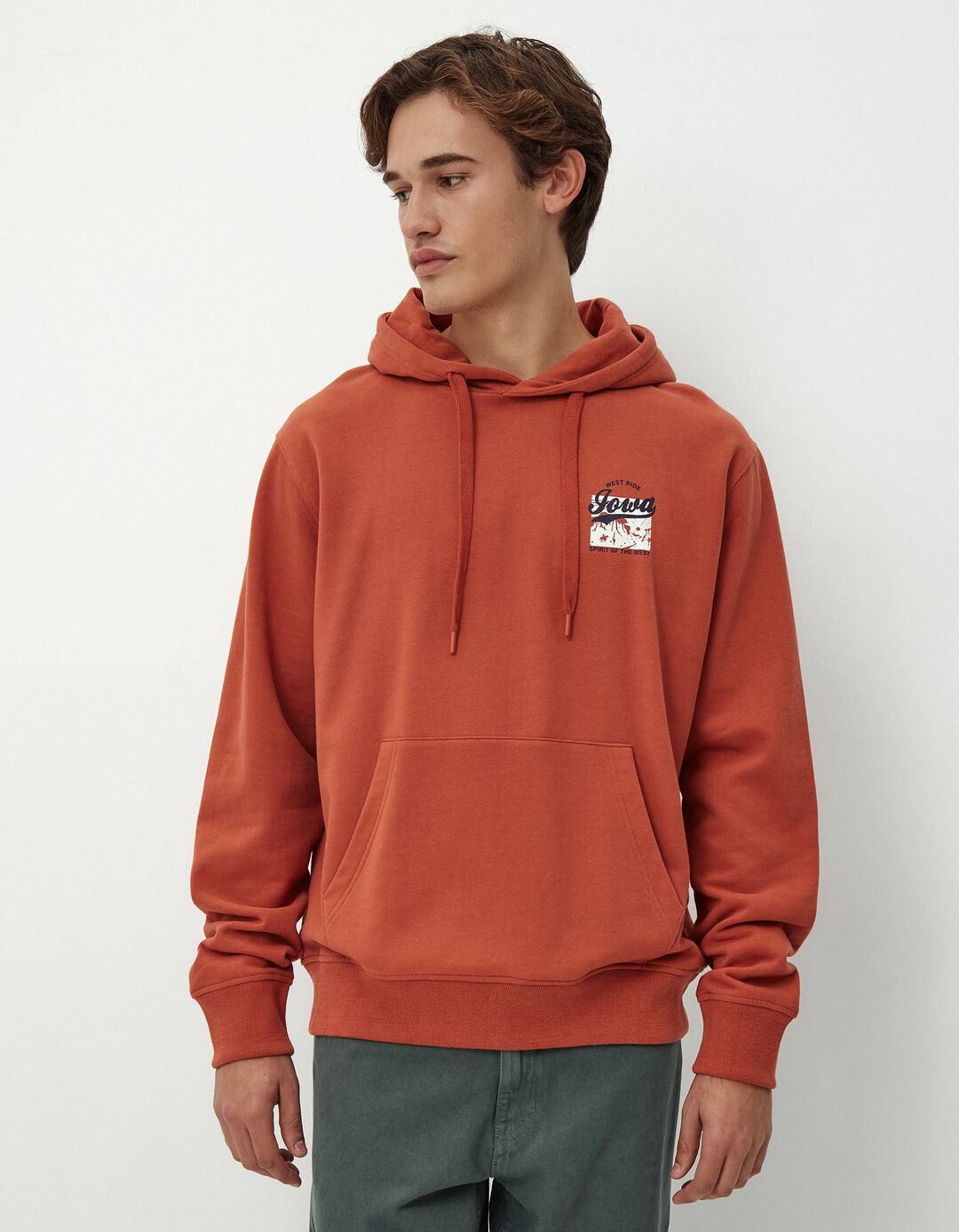 Sweatshirt de Felpa Capuz, Homem, Laranja