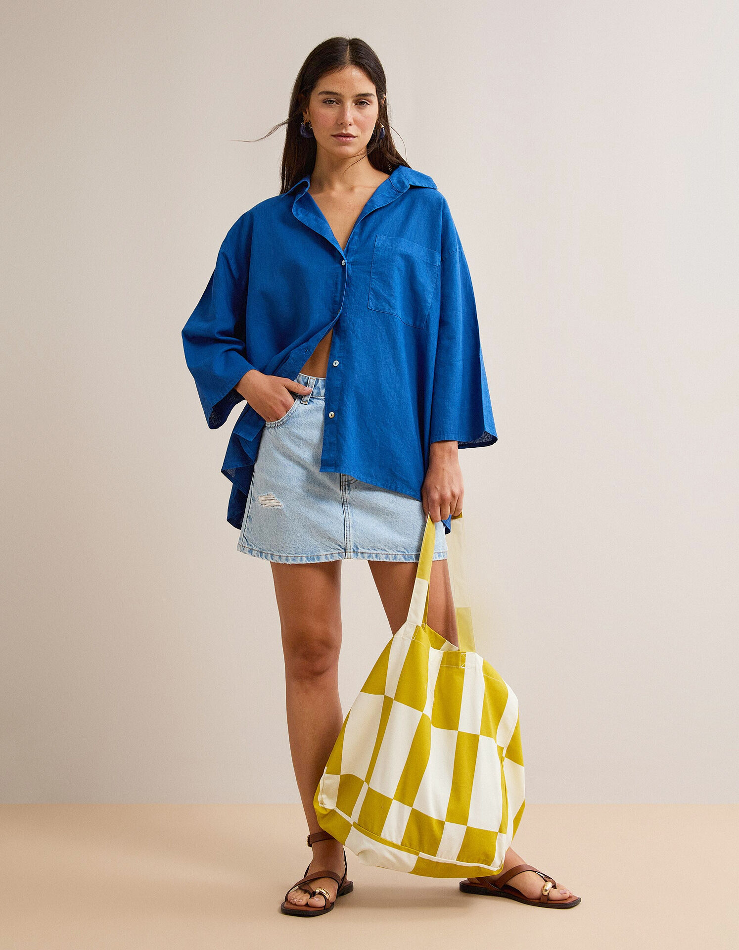 Comprar Online Mini Saia de Ganga, Mulher, Azul Claro