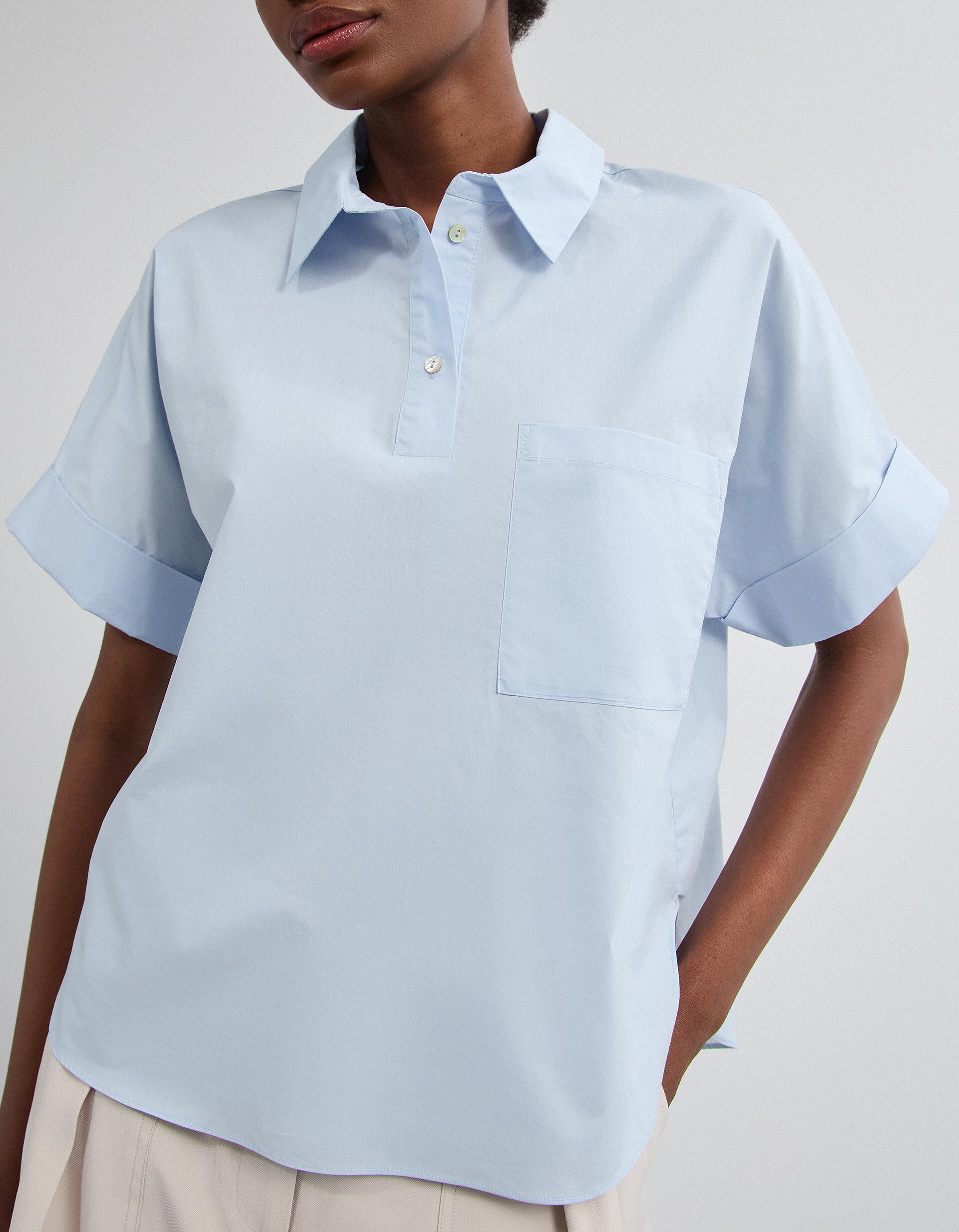 Comprar Online Camisa De Popelina, Mulher, Azul Claro