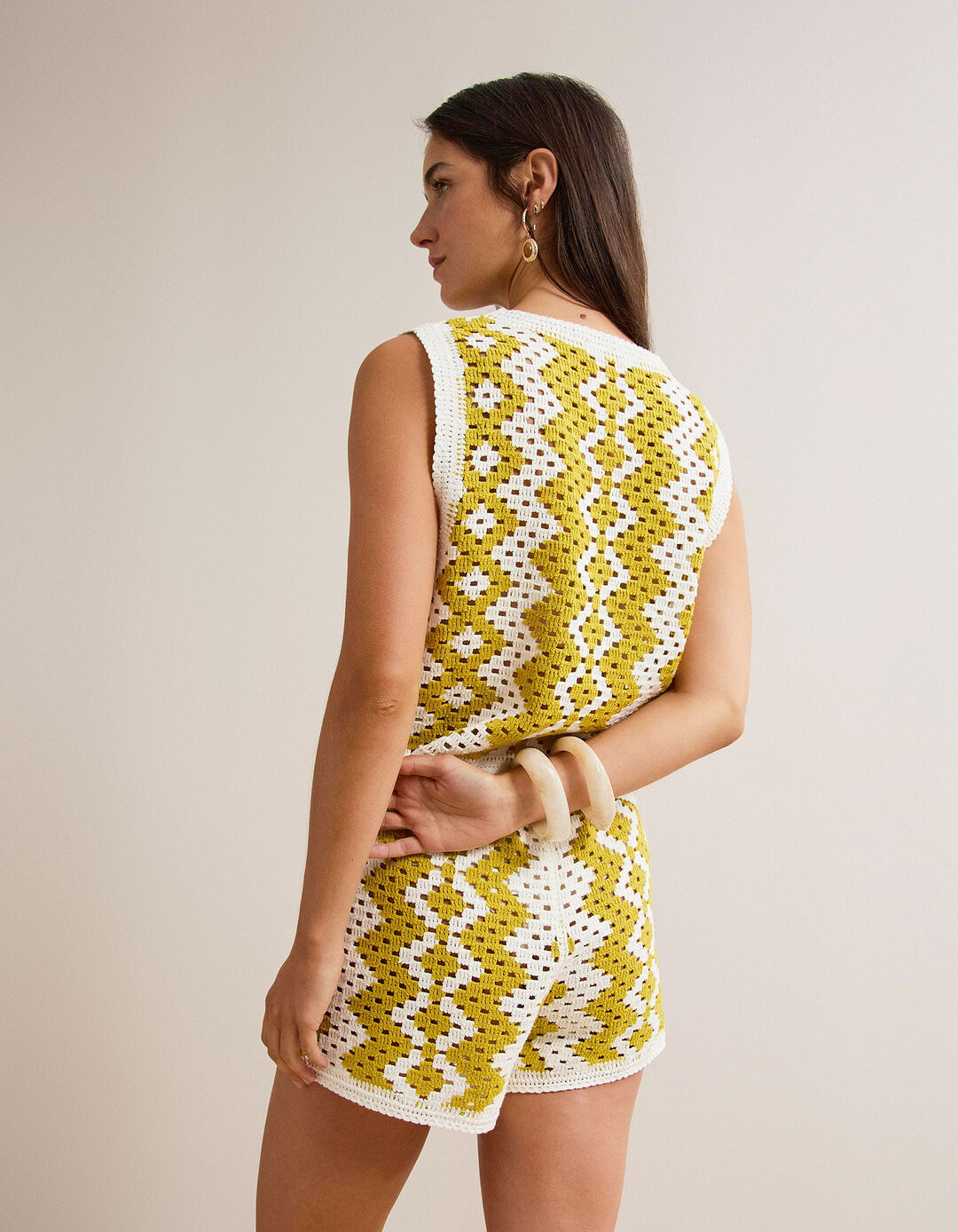Cal&ccedil;&otilde;es Crochet, Mulher, Amarelo