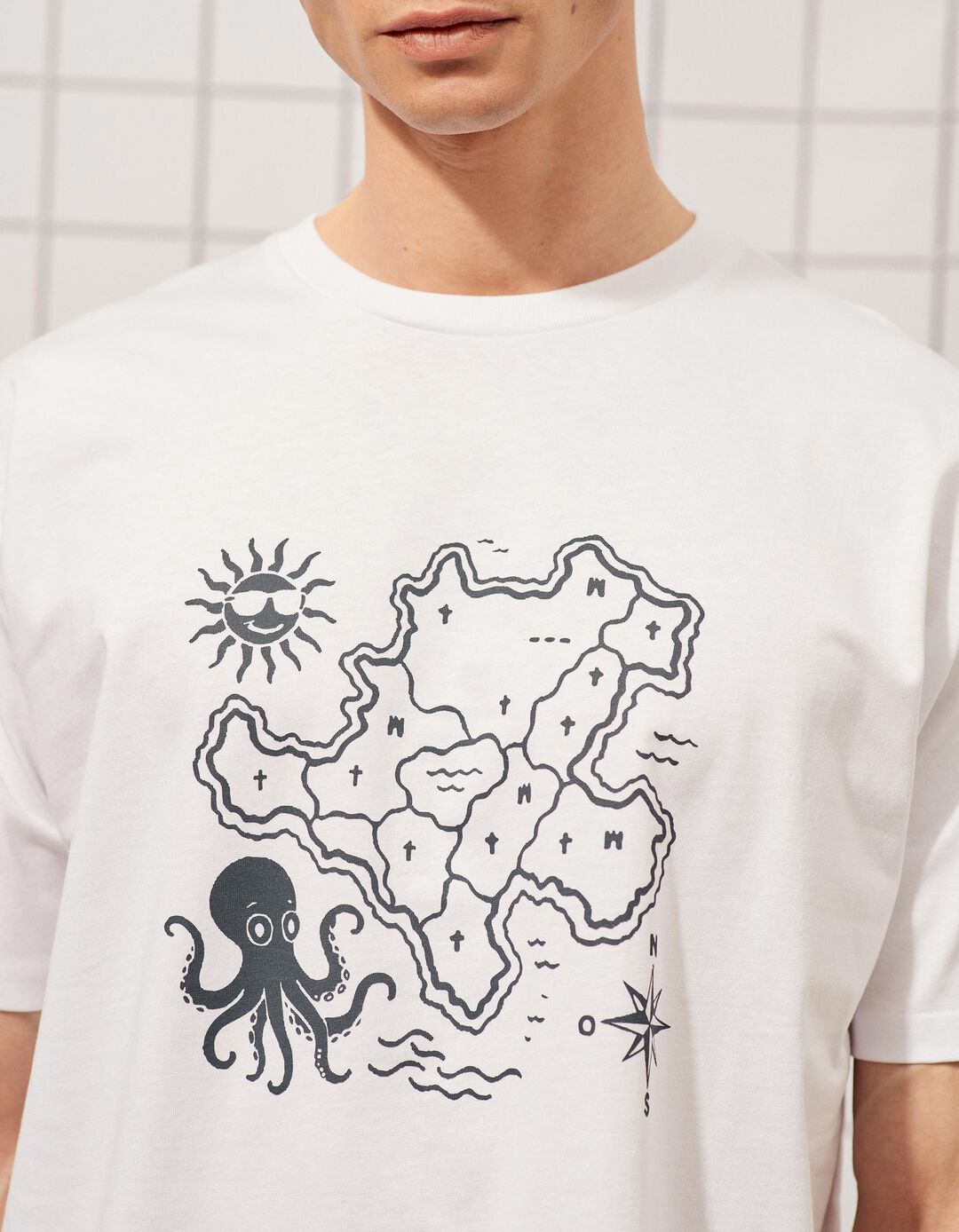 T-shirt Estampada, Homem, Branco