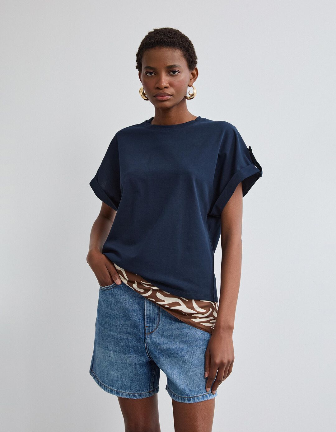 T-shirt, Mulher, Azul Escuro