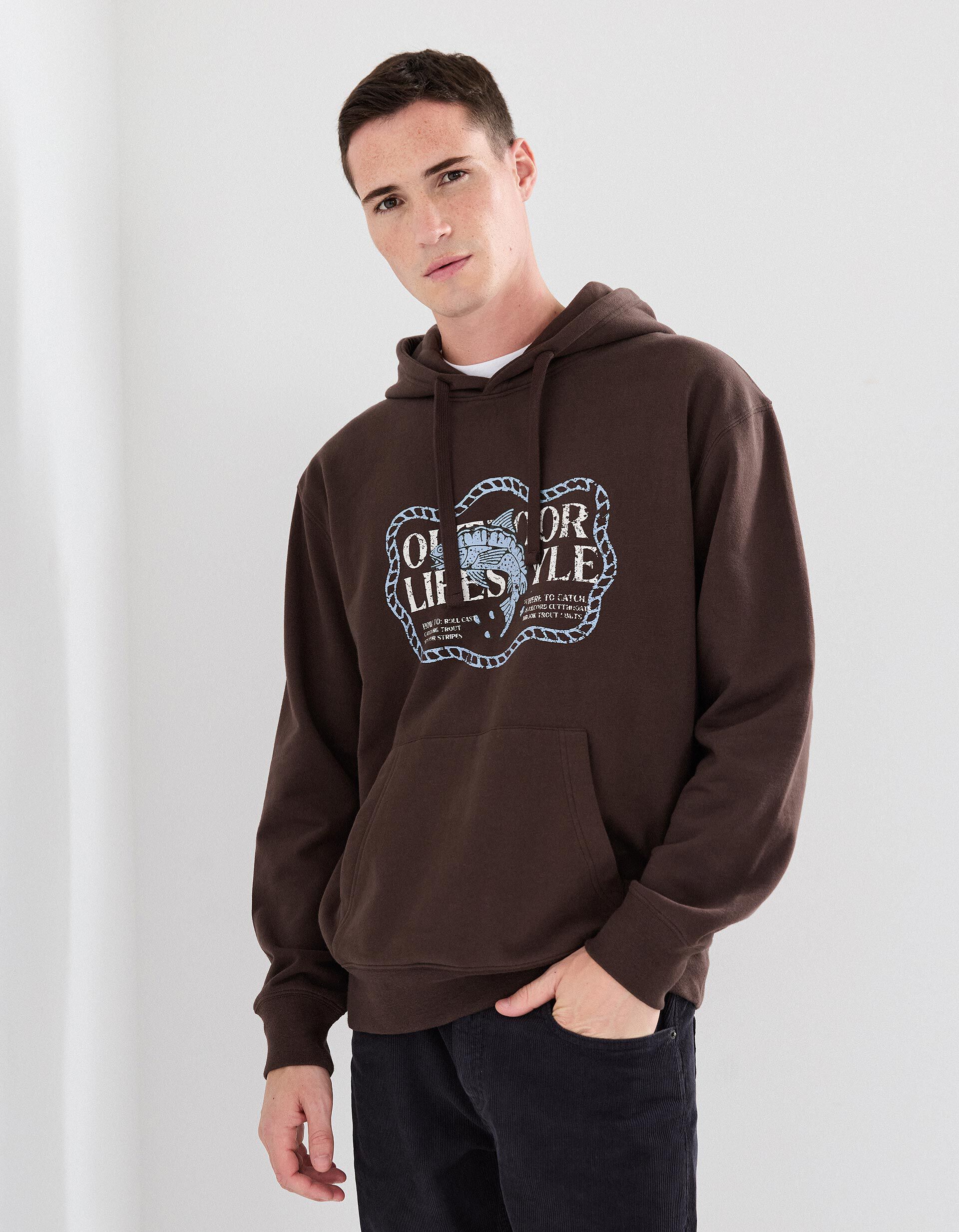 Comprar Online Sweatshirt com Capuz, Homem, Castanho Escuro