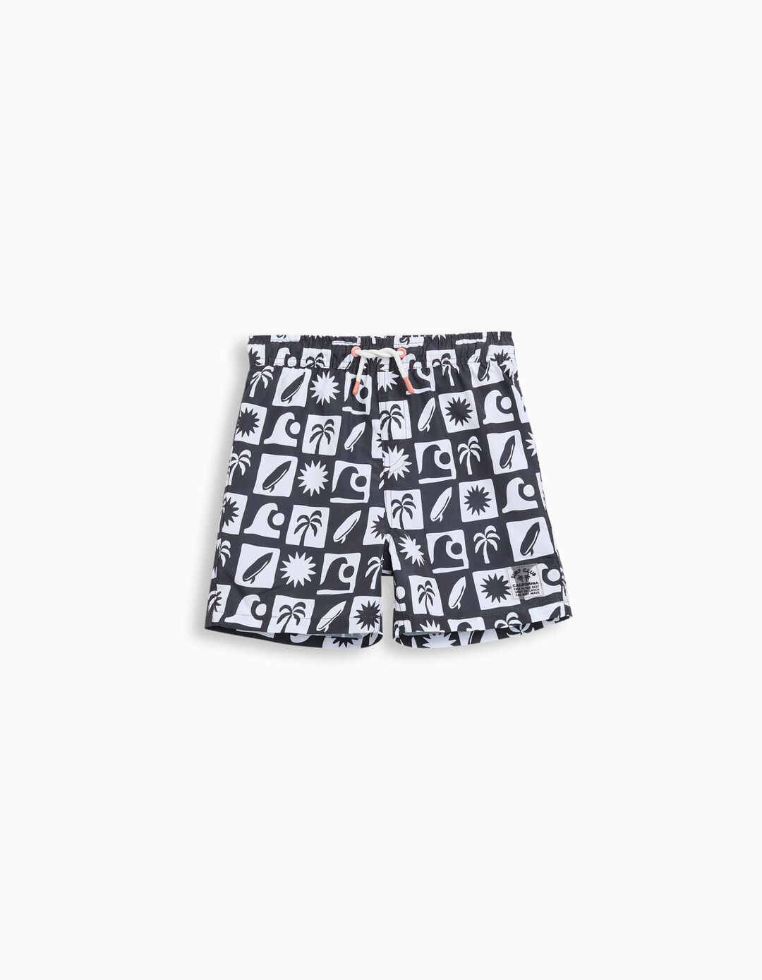 Calções de Banho Estampados, Menino, Cinzento Escuro 