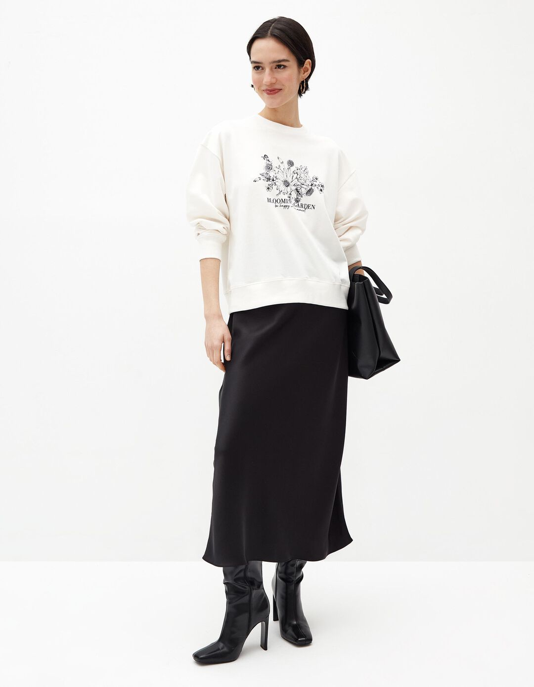 Sweatshirt Estampado, Mulher, Bege Claro
