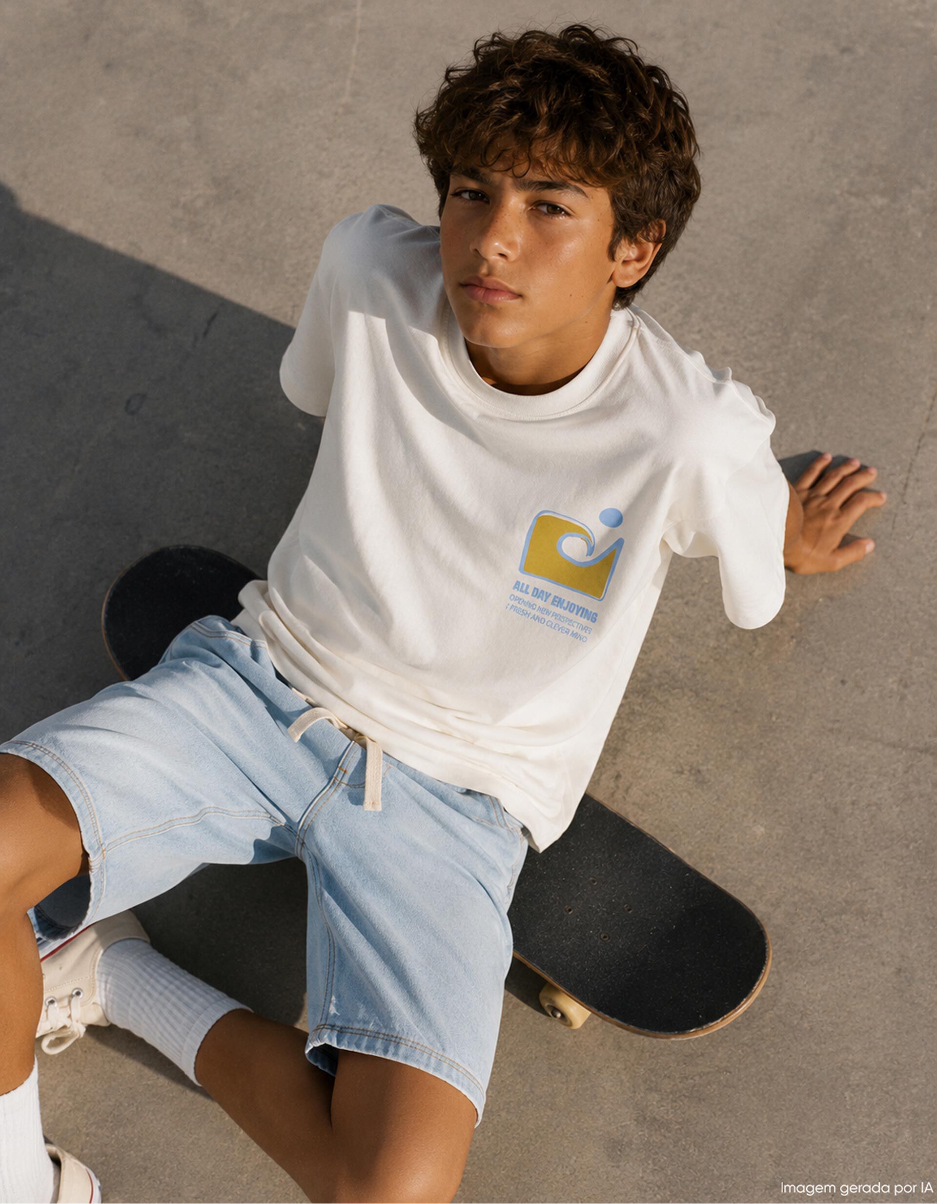 Comprar Online T-shirt Estampada, Menino, Branco