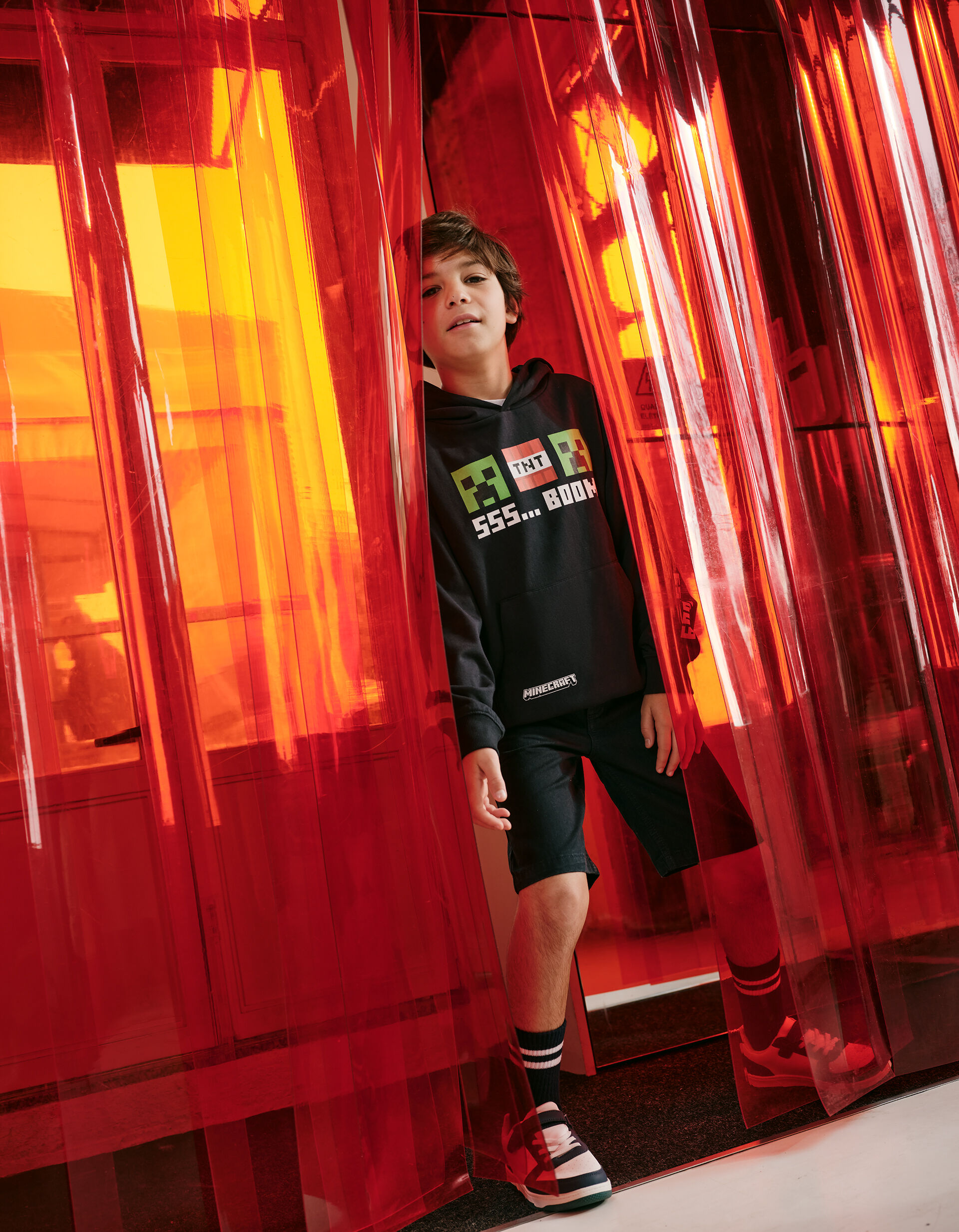 Sweatshirt Capuz 'Minecraft', Menino, Azul Escuro