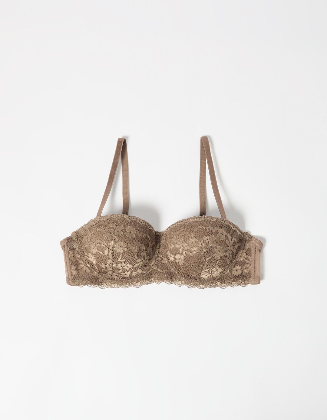 Soutien Push Up com Alças Removíveis, Mulher, Bege Escuro
