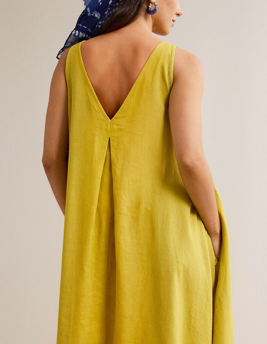 Vestido com Linho, Mulher, Amarelo