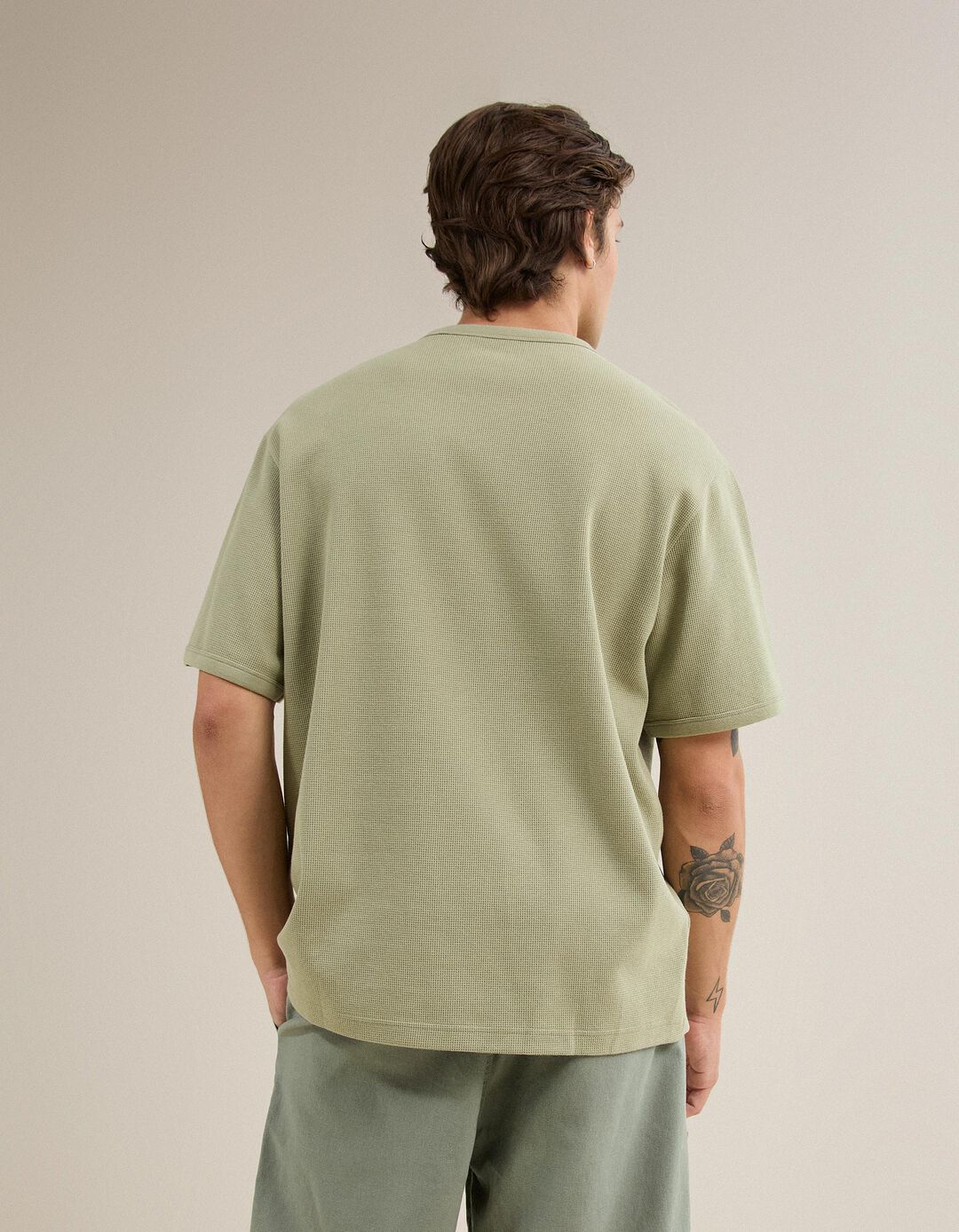 T-shirt Waffle, Homem, Verde