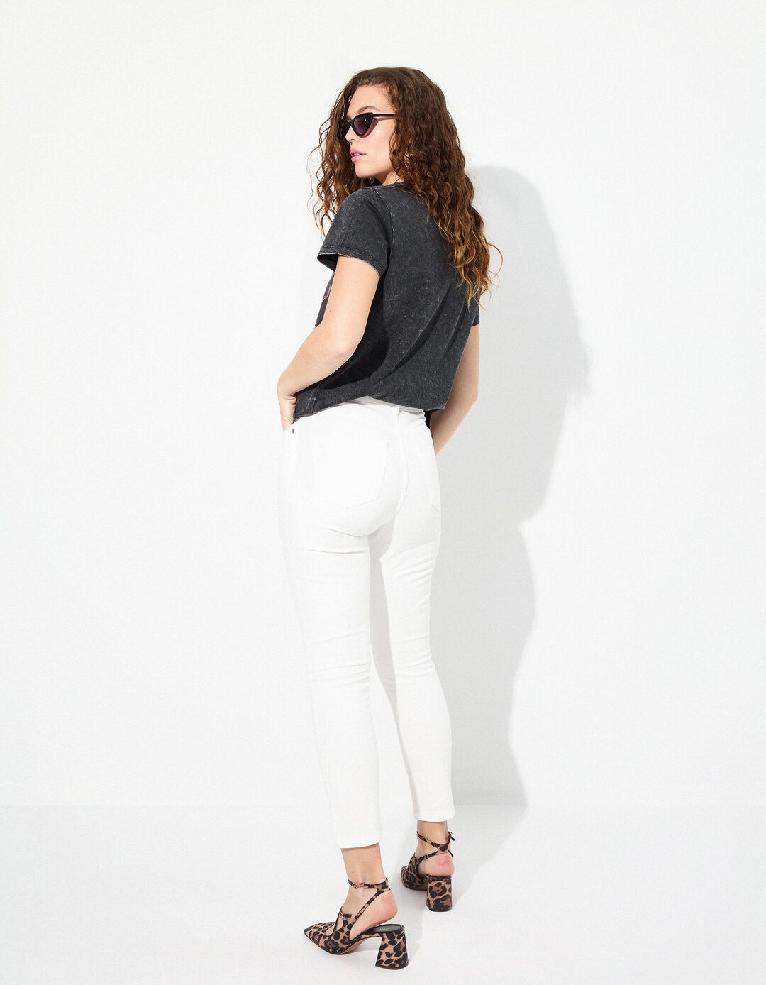 Calças de Ganga 'Skinny', Mulher, Branco