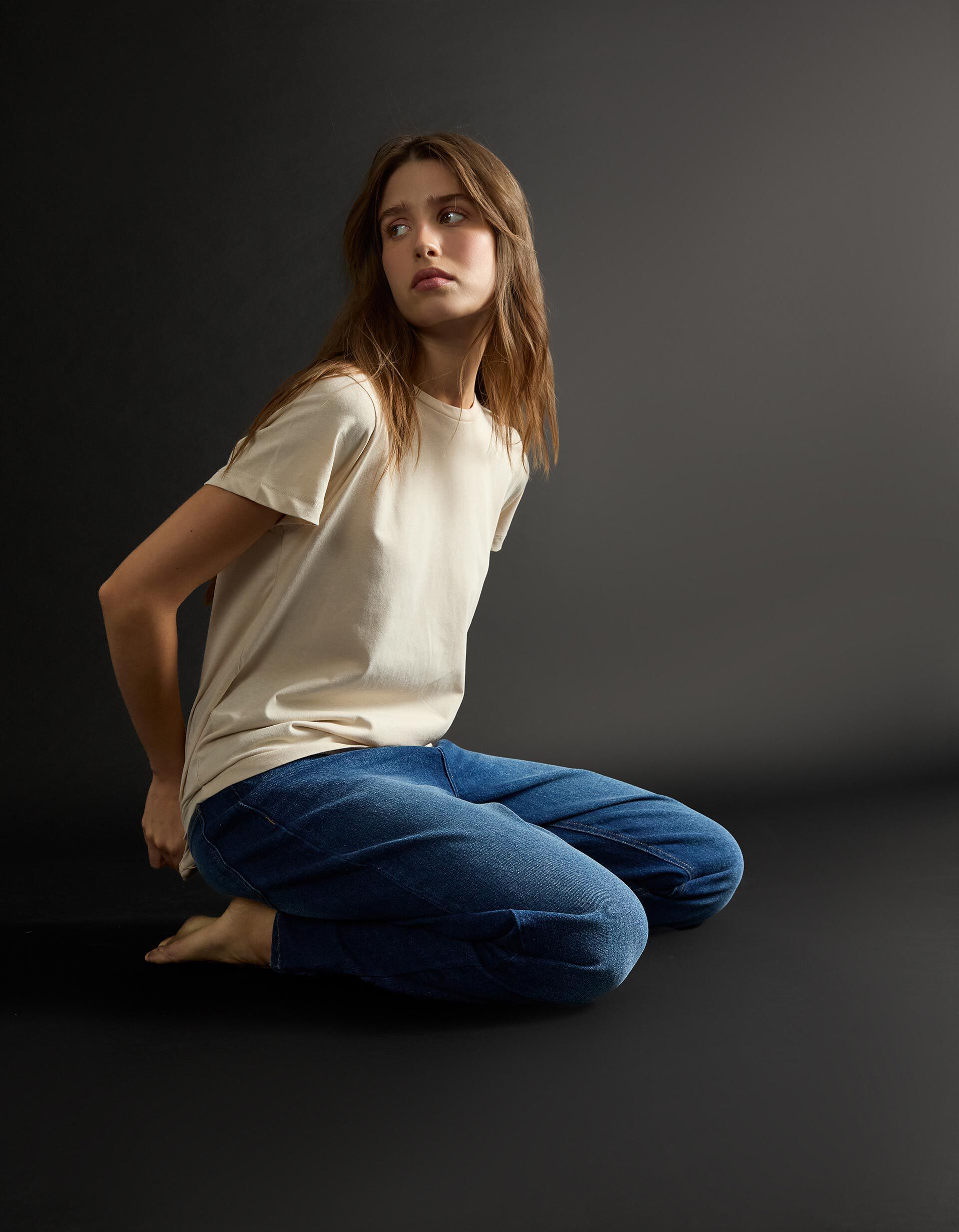 Comprar Online T-shirt, Mulher, Bege Claro