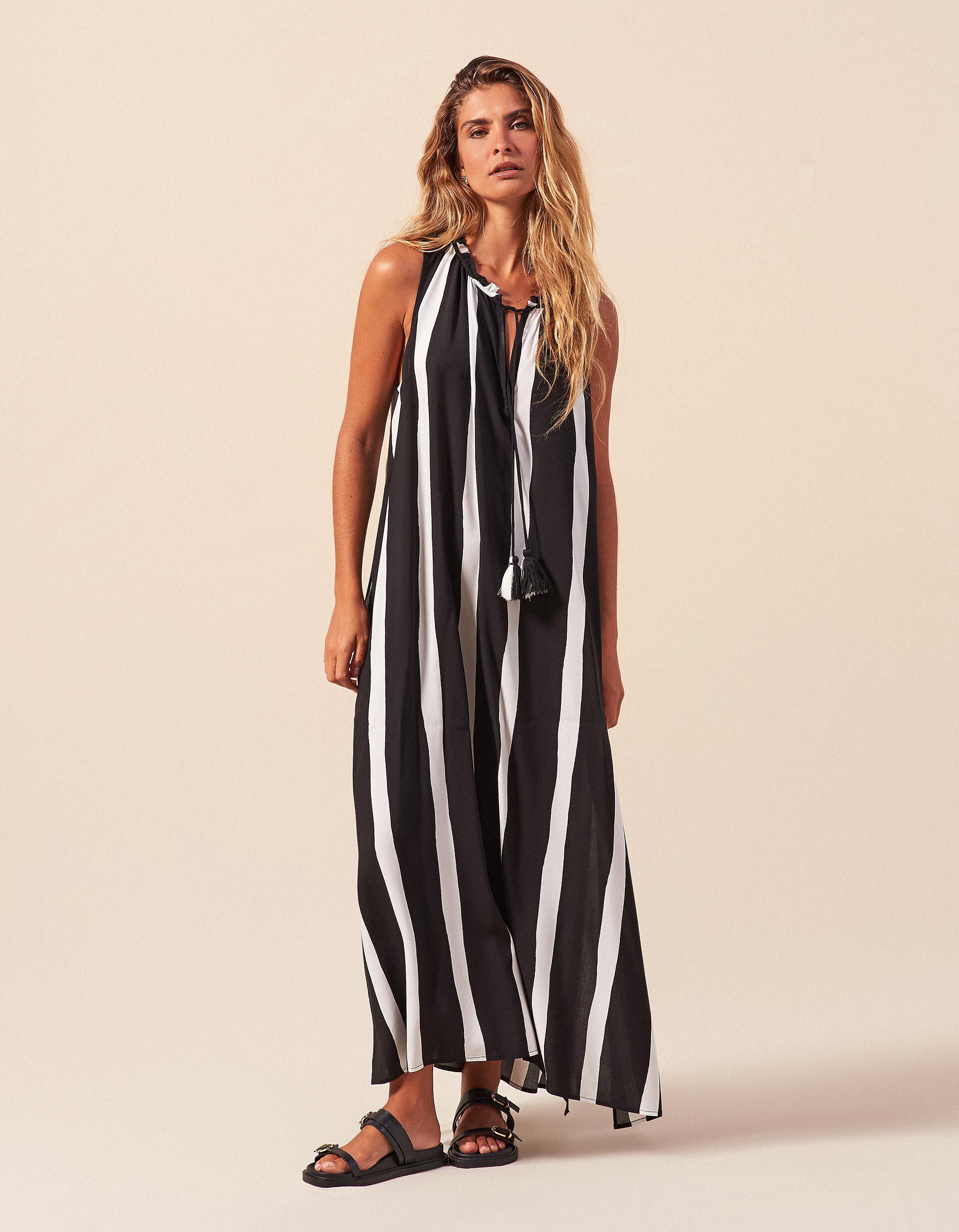 Comprar Online Vestido Riscas, Mulher, Preto