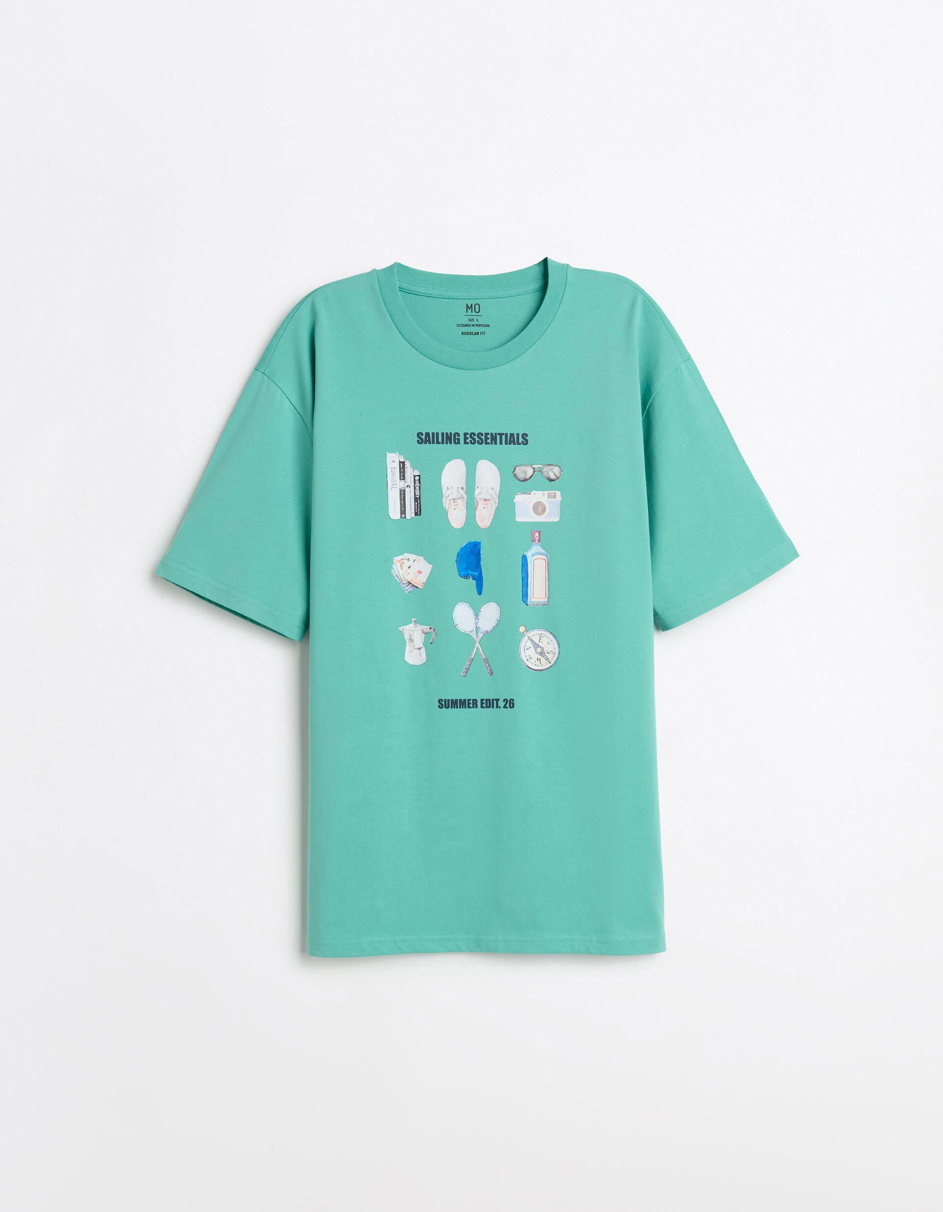 Comprar Online T-shirt Estampada, Homem, Verde Claro 