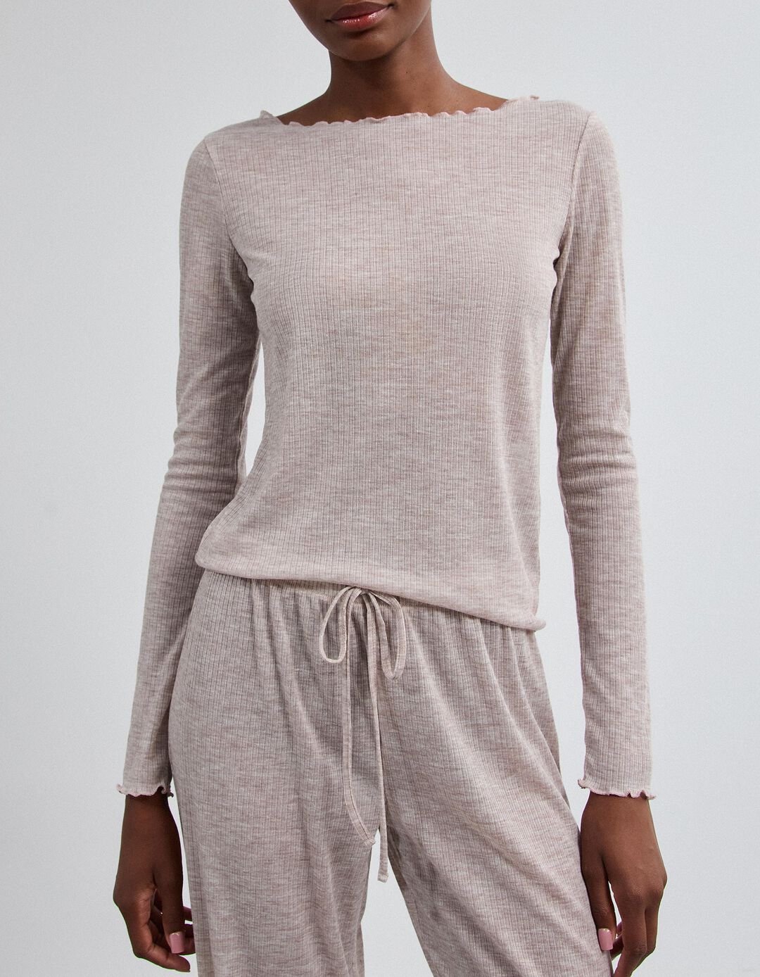 Pijama De Malha, Mulher, Bege