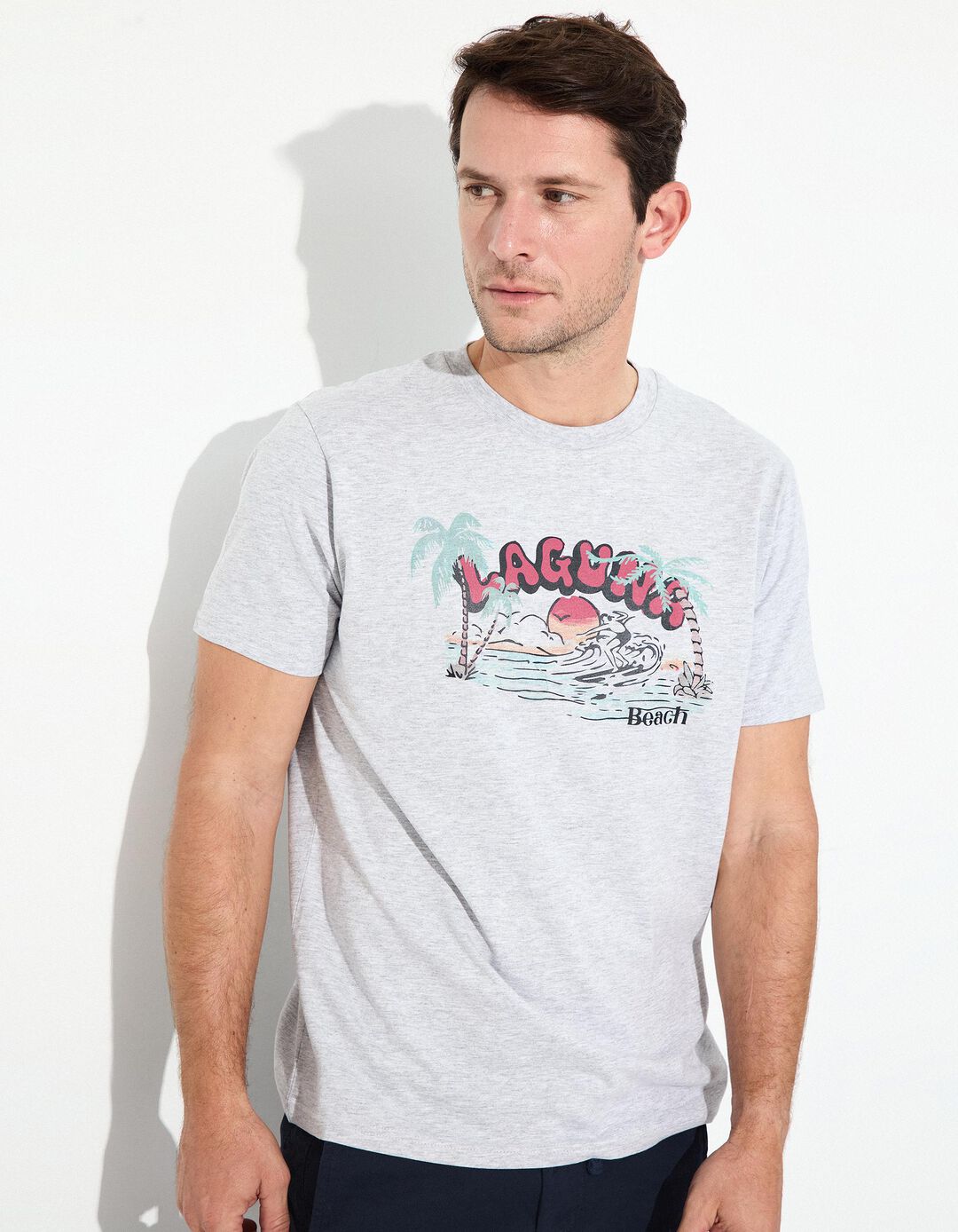 T-shirt Jersey, Homem, Cinzento Claro 