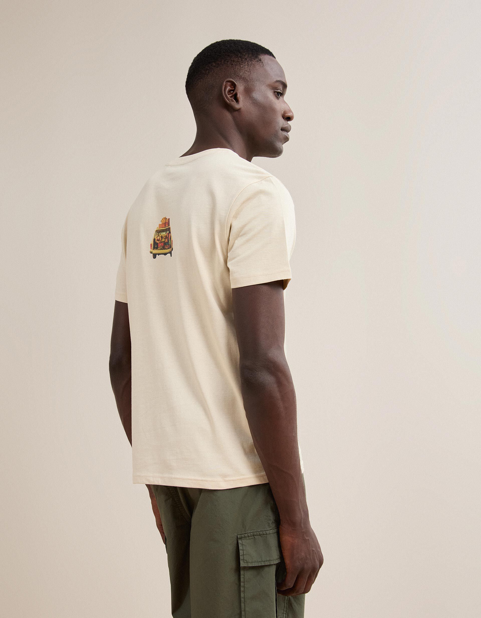 Comprar Online T-shirt Jersey Estampada, Homem, Bege Claro