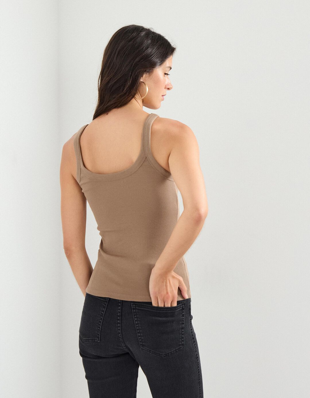 Tank Top, Mulher, Bege Escuro