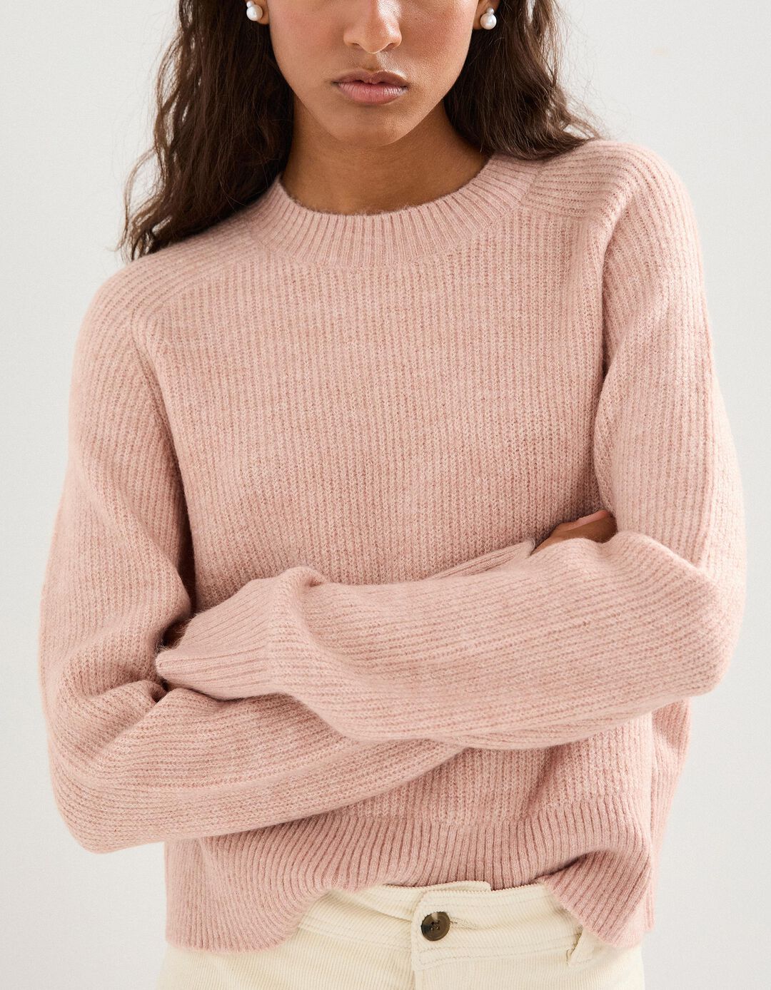 Camisola de Malha, Mulher, Rosa Claro