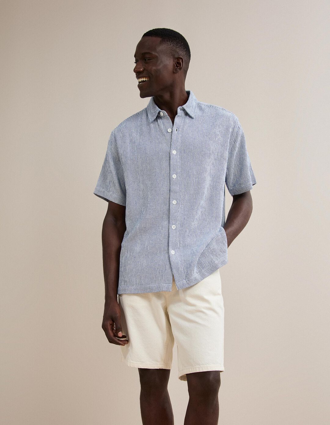 Camisa &Agrave;s Riscas, Homem, Azul Escuro