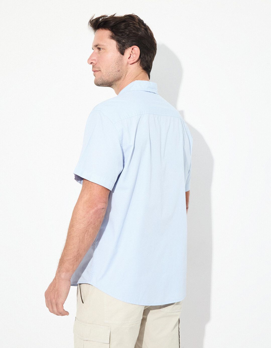 Camisa Manga Curta, Homem, Azul Claro 
