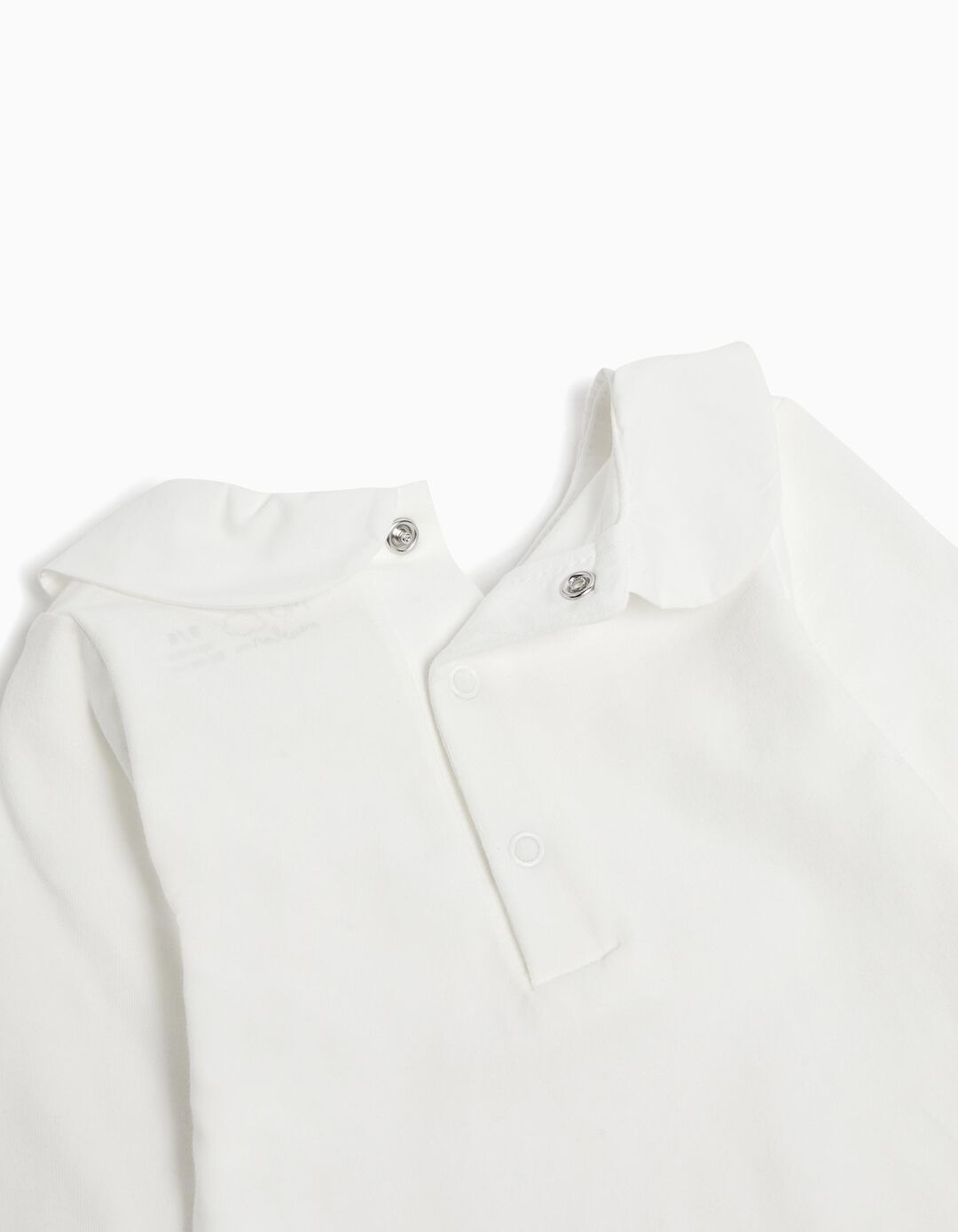 Body de Manga Comprida Gola, Recém-nascido, Branco