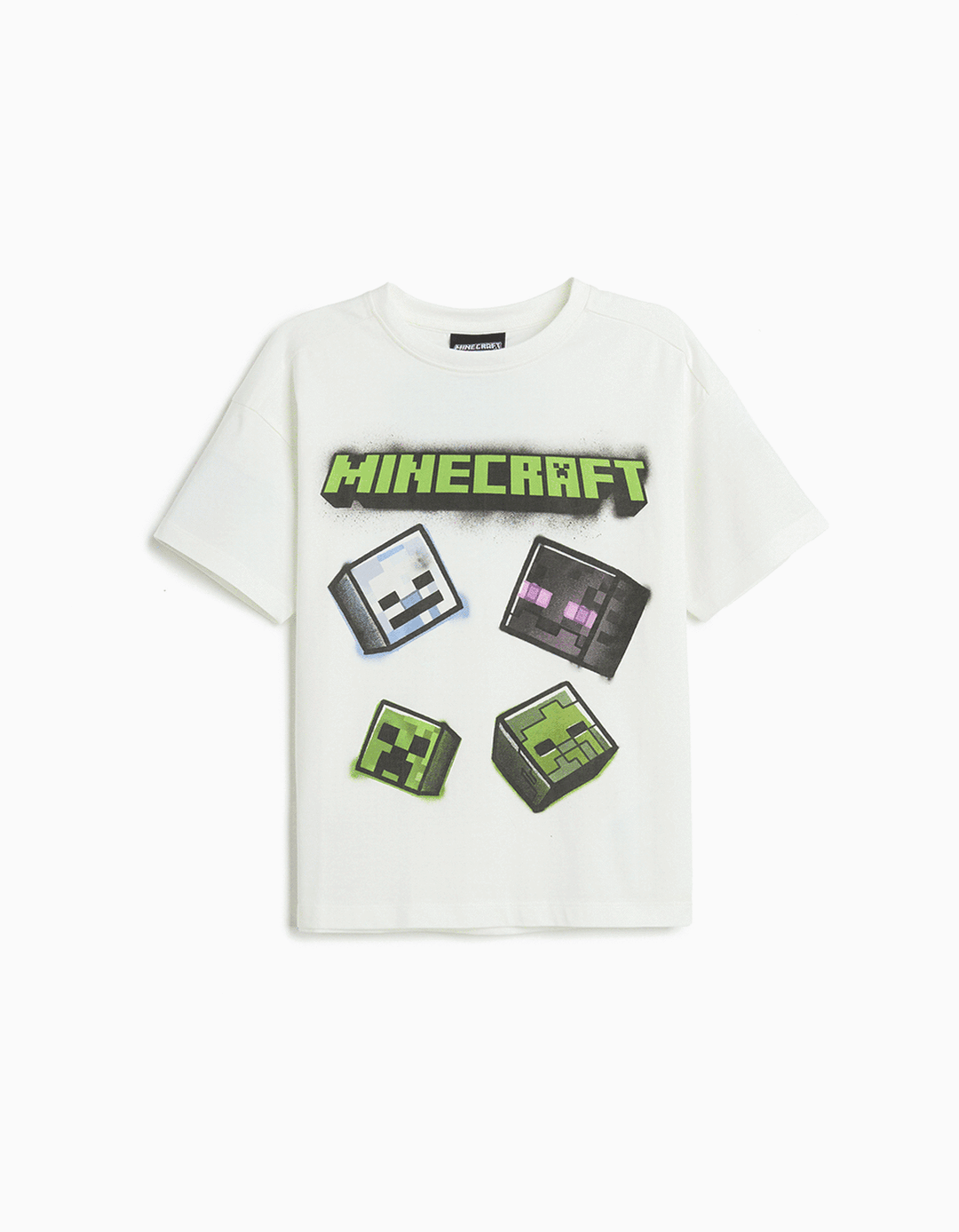 T-shirt Manga Curta 'Minecraft', Menino, Branco