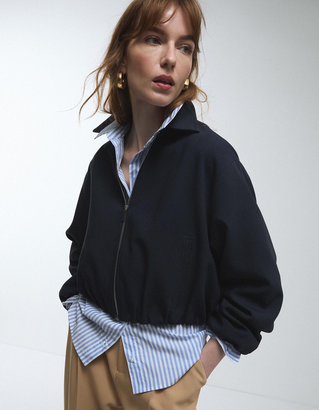 Casaco Bomber, Mulher, Azul Escuro