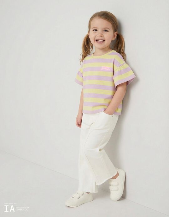 Comprar Online T-shirt Riscas, Menina, Amarelo Claro