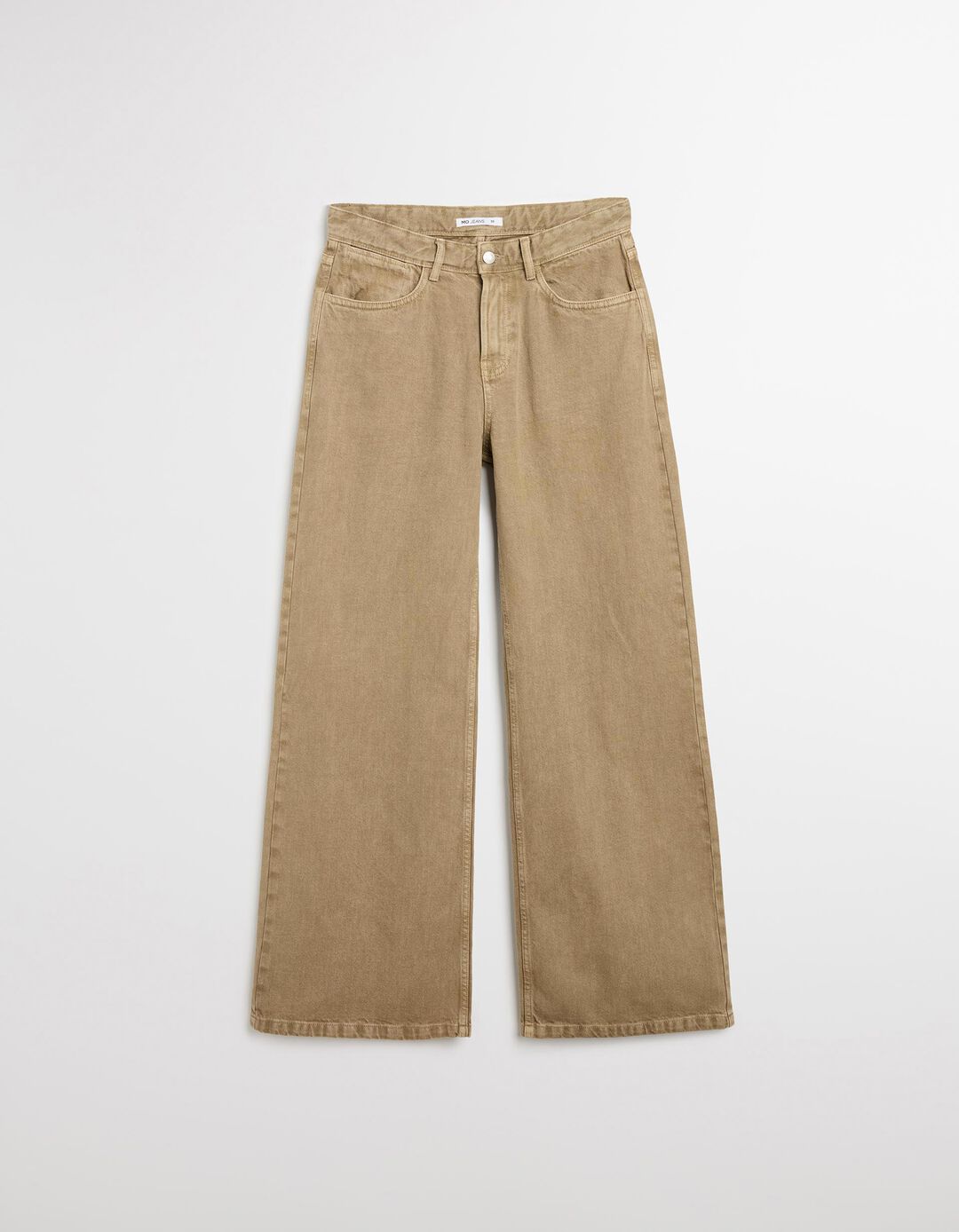 Calças de Ganga 'Straight Fit', Mulher, Bege