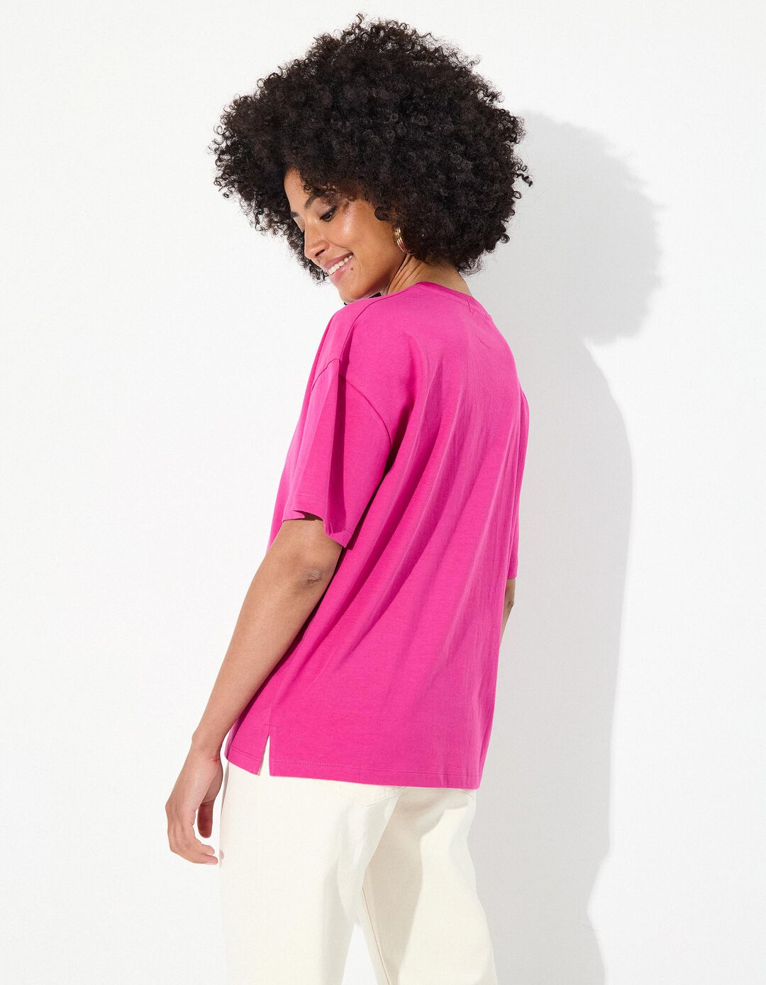 T-shirt Print, Mulher, Rosa Escuro 