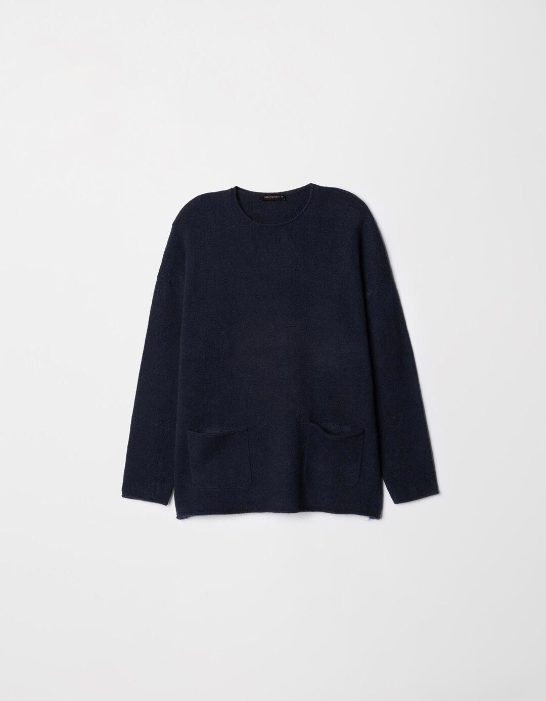 Camisola de Malha Bolsos, Mulher, Azul Escuro