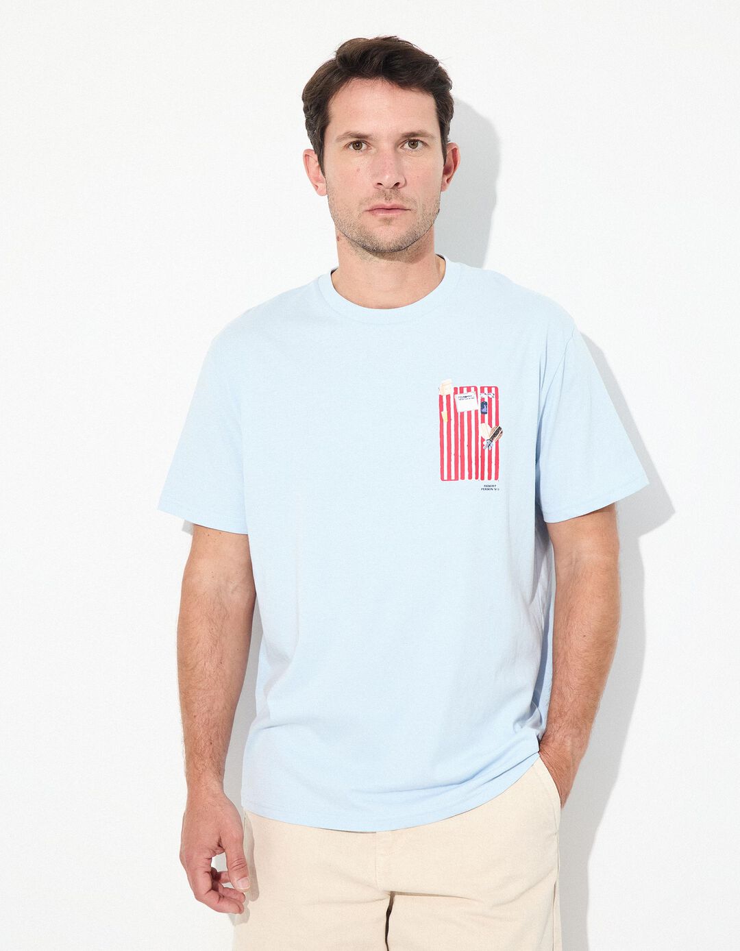 T-shirt Jersey Print, Homem, Azul Claro