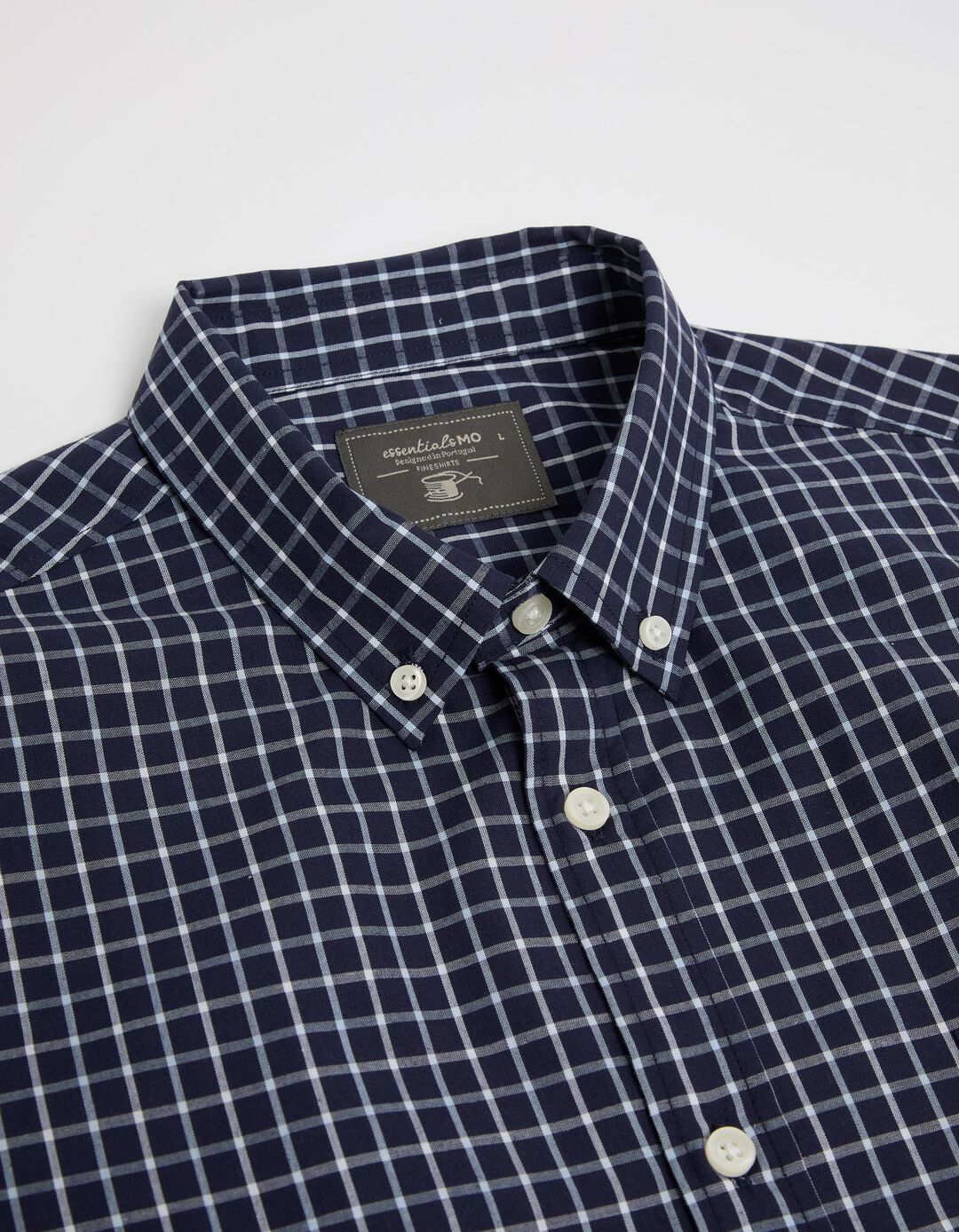 Camisa de Manga Comprida Popelina Xadrez, Homem, Azul Escuro