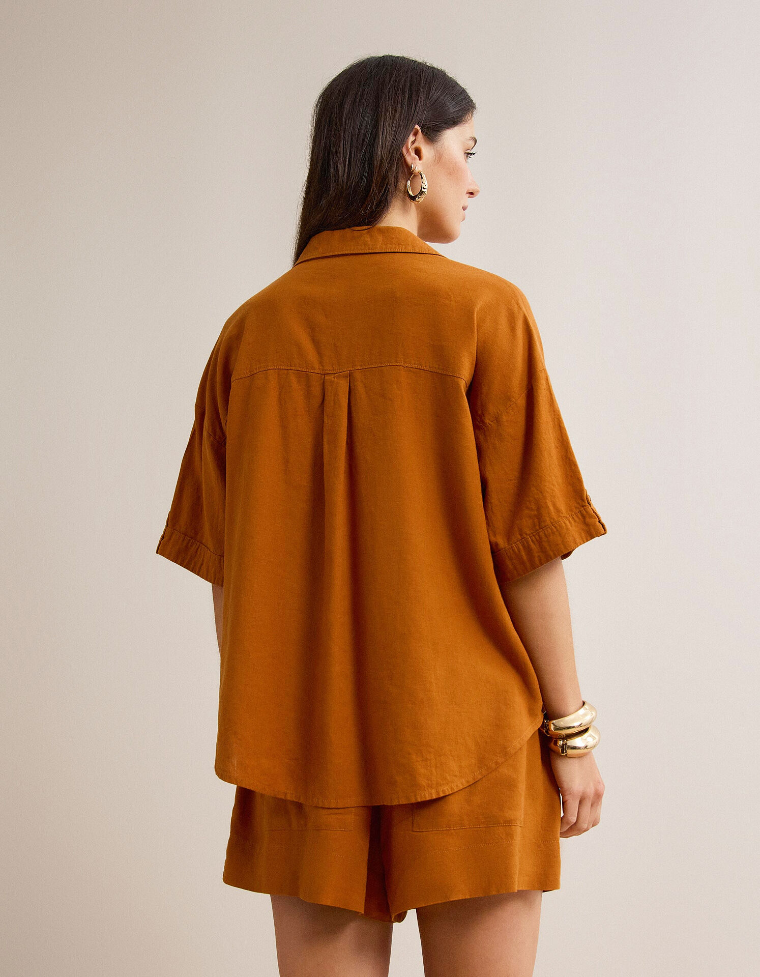 Comprar Online Blusa com linho, Mulher, Castanho Claro 
