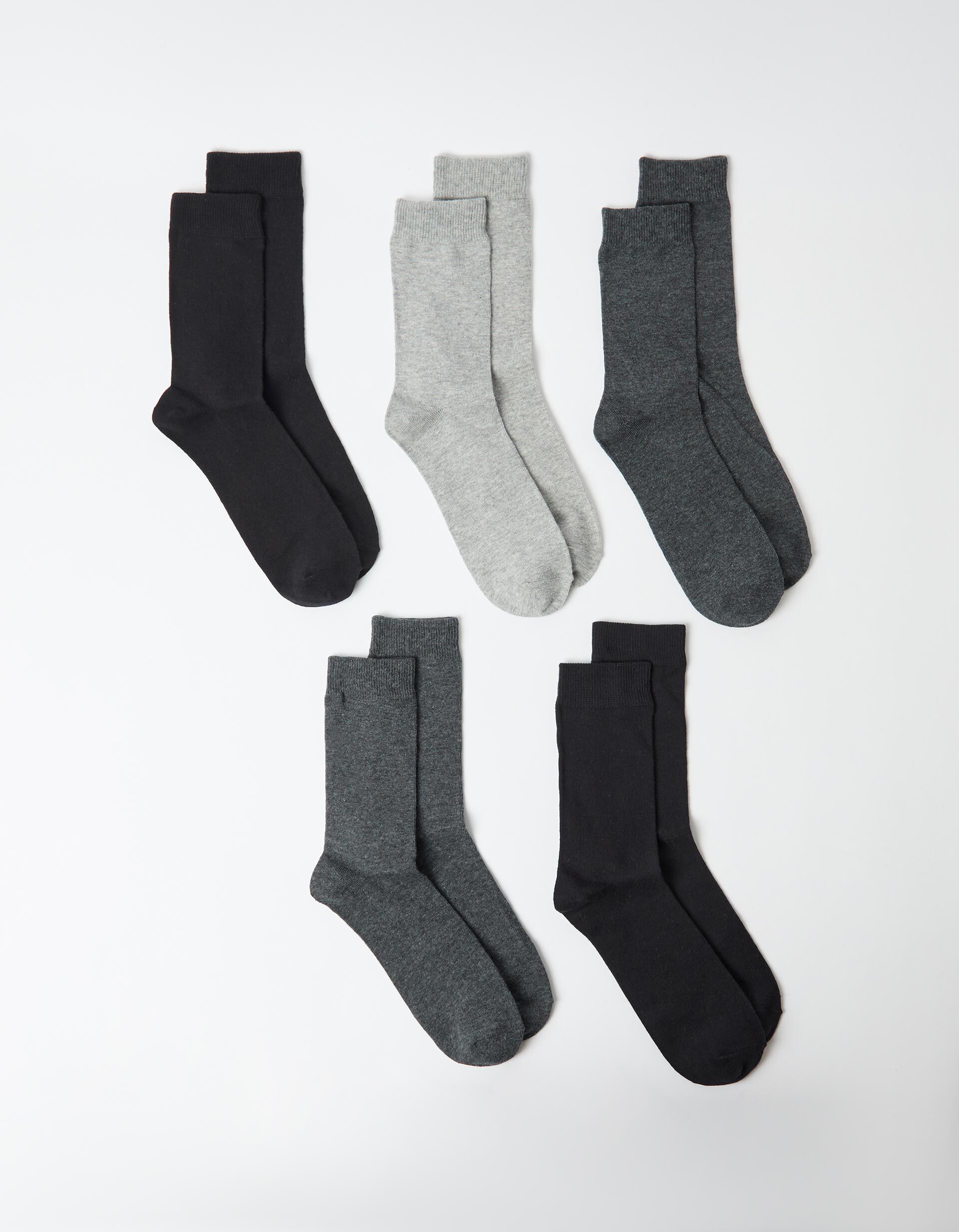 Comprar Online Pack 5 Pares de Meias Lisas, Homem, Cinzento Escuro