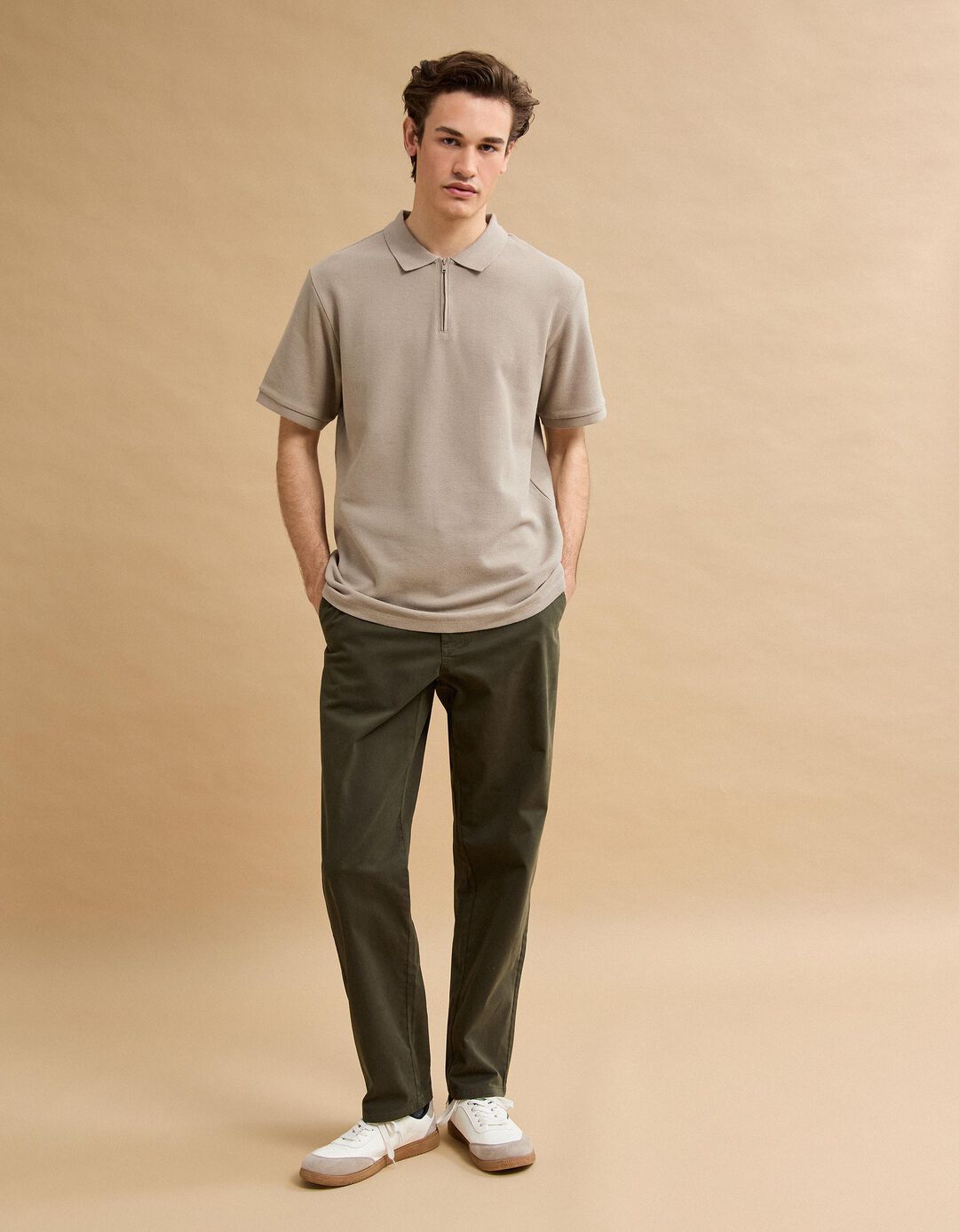 Cal&ccedil;as Chino 'Straight Fit', Homem, Verde Escuro