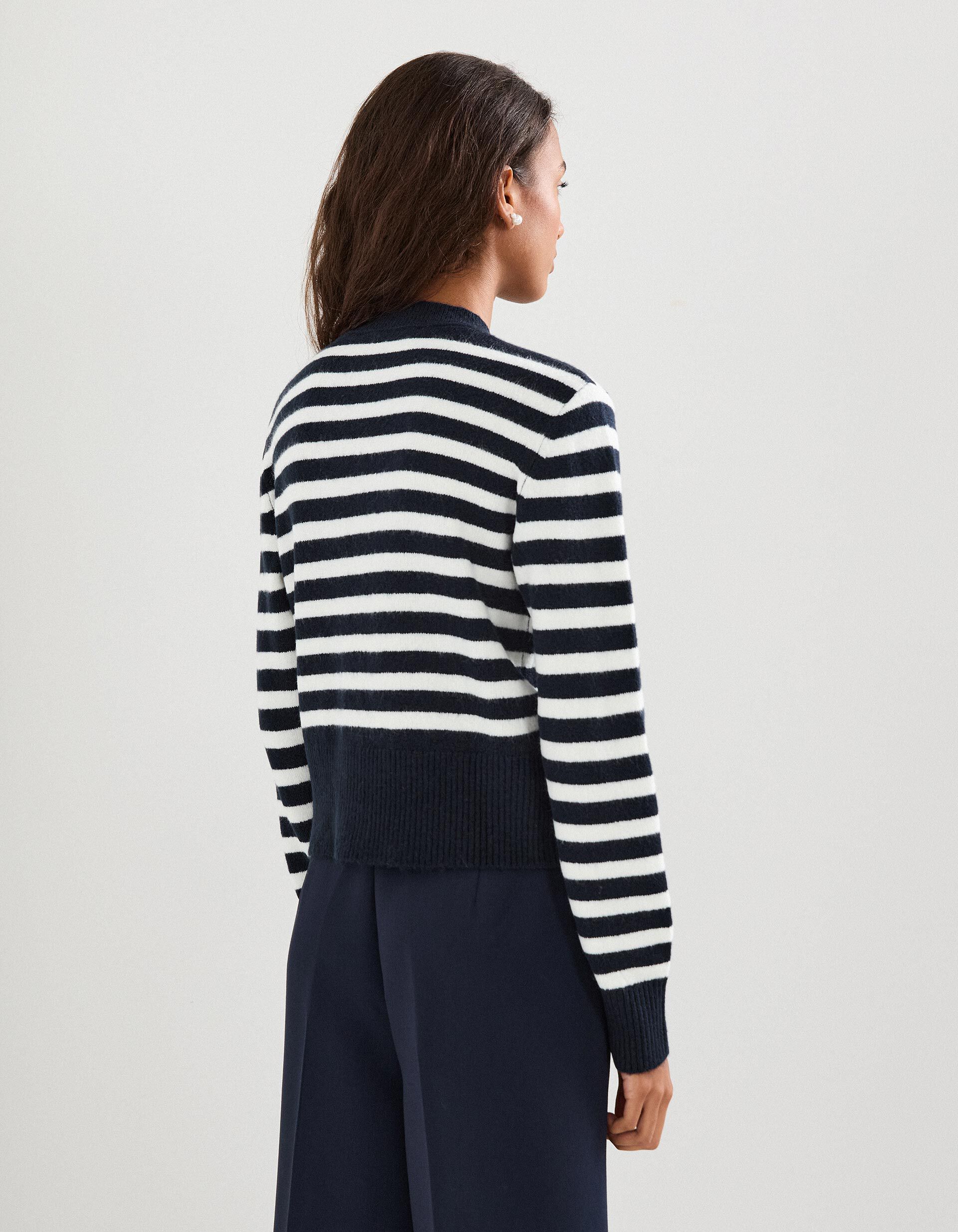 Comprar Online Casaco de Malha Riscas, Mulher, Azul Escuro