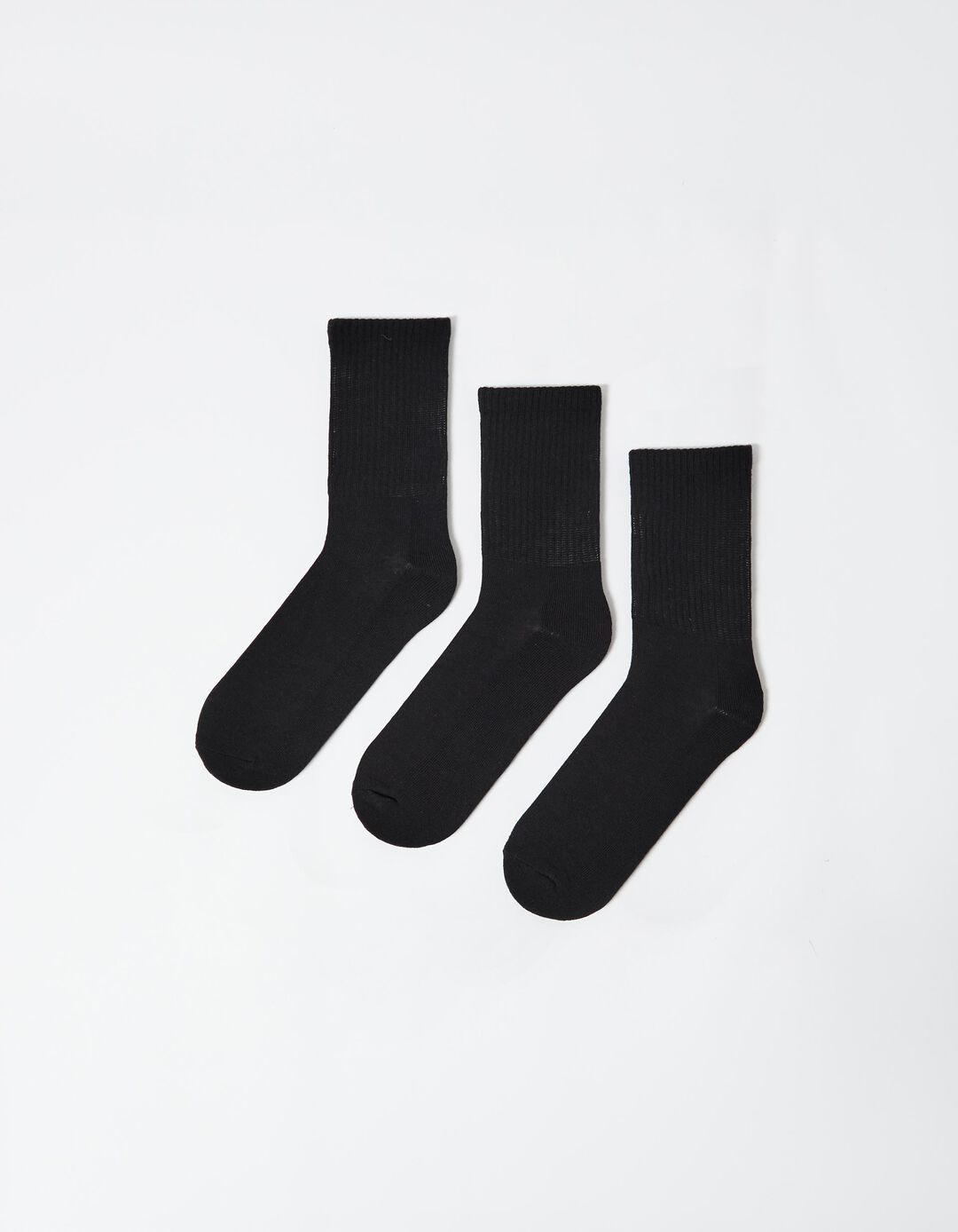 Pack 3 Pares de Meias Altas Caneladas, Homem, Preto