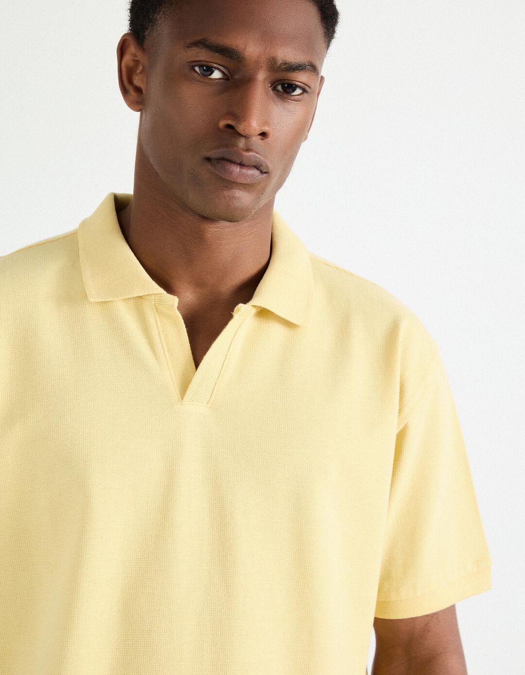 Polo Waffle, Homem, Amarelo Claro 