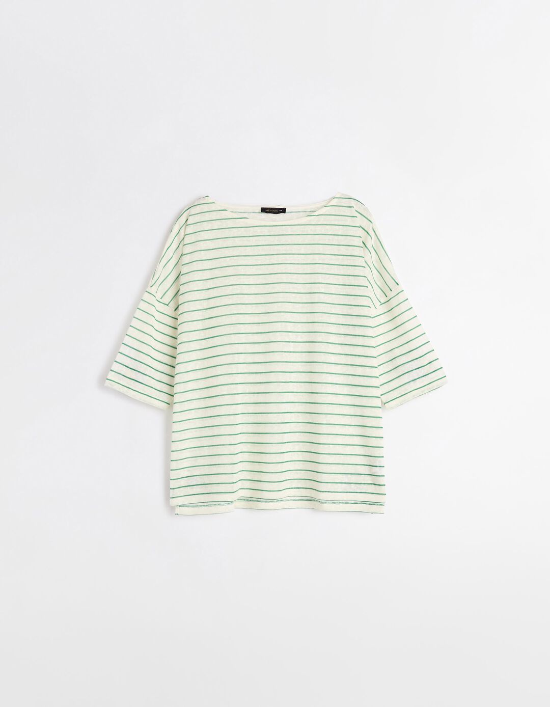 T-shirt Manga Comprida Riscas, Mulher, Bege Claro