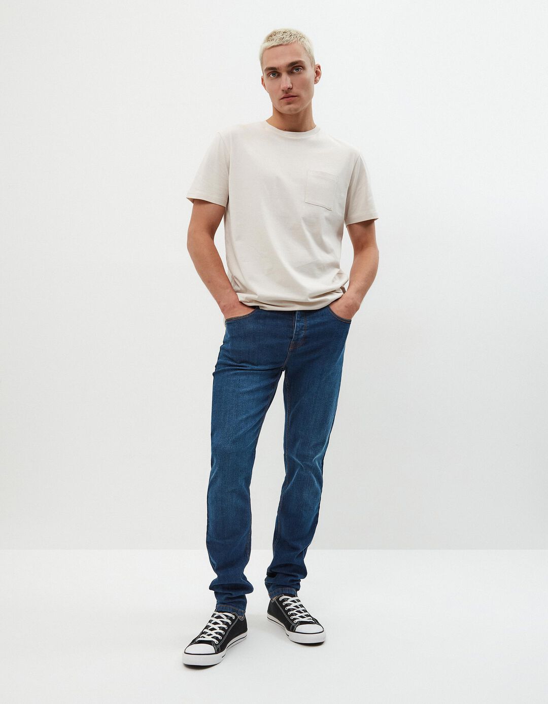 Calças Skinny Fit, Homem, Azul