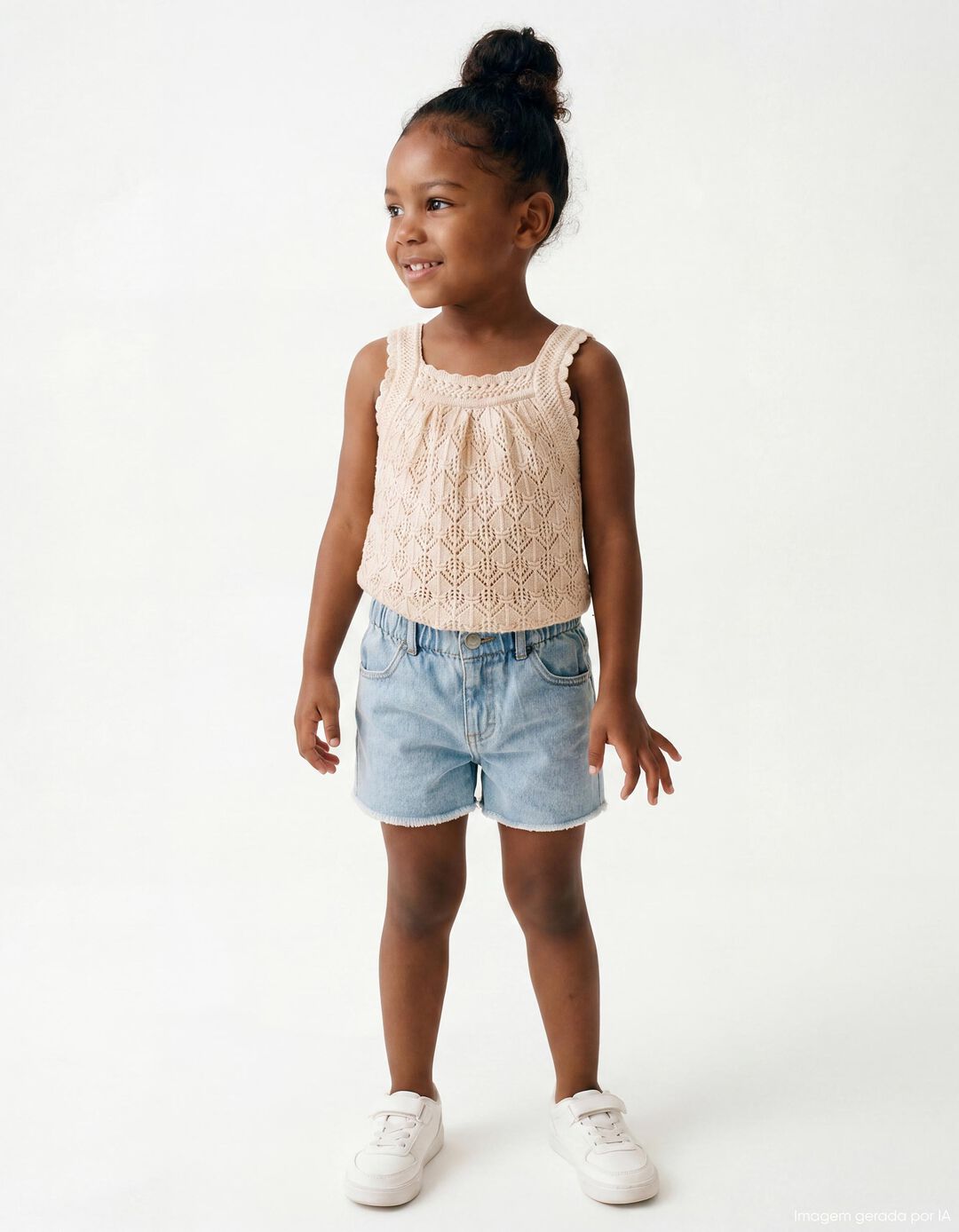 Top Crochet, Menina, Cru