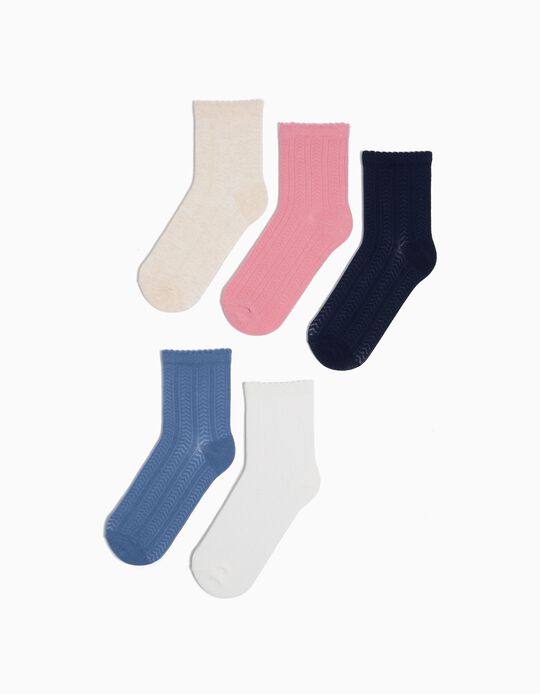 Comprar Online Pack 5 Pares de Meias Ajour, Menina, Multicor