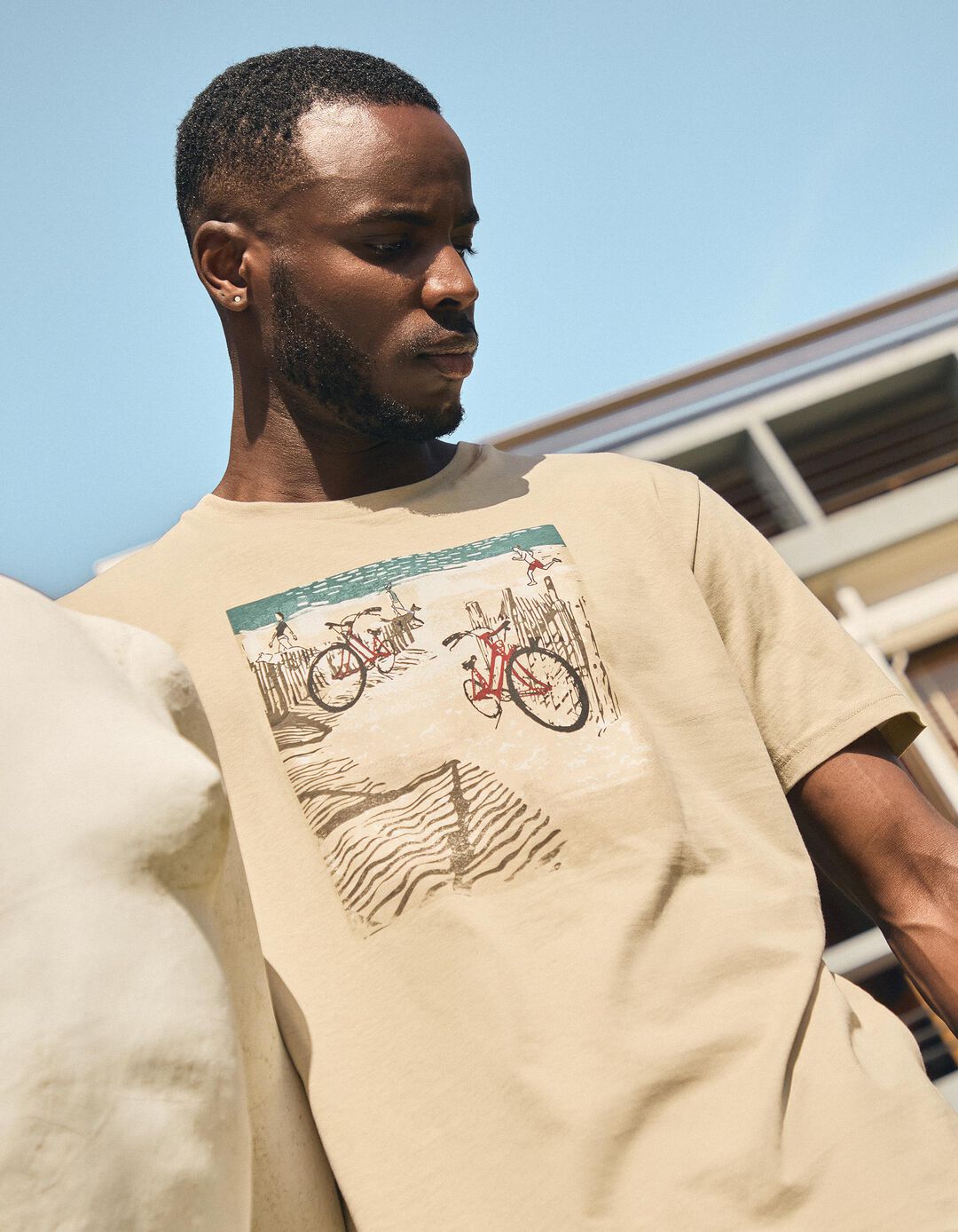 T-shirt Jersey Print, Homem, Bege