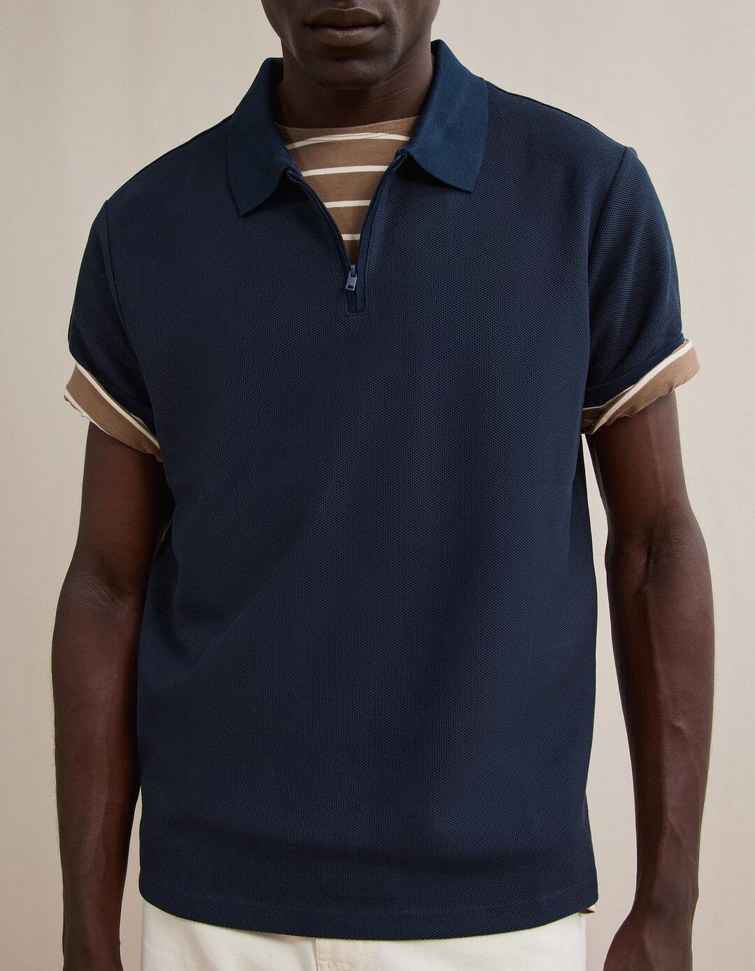Polo com Fecho, Homem, Azul Escuro