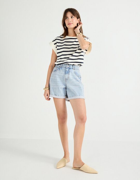 Comprar Online Calções de Ganga, Mulher, Azul Claro 