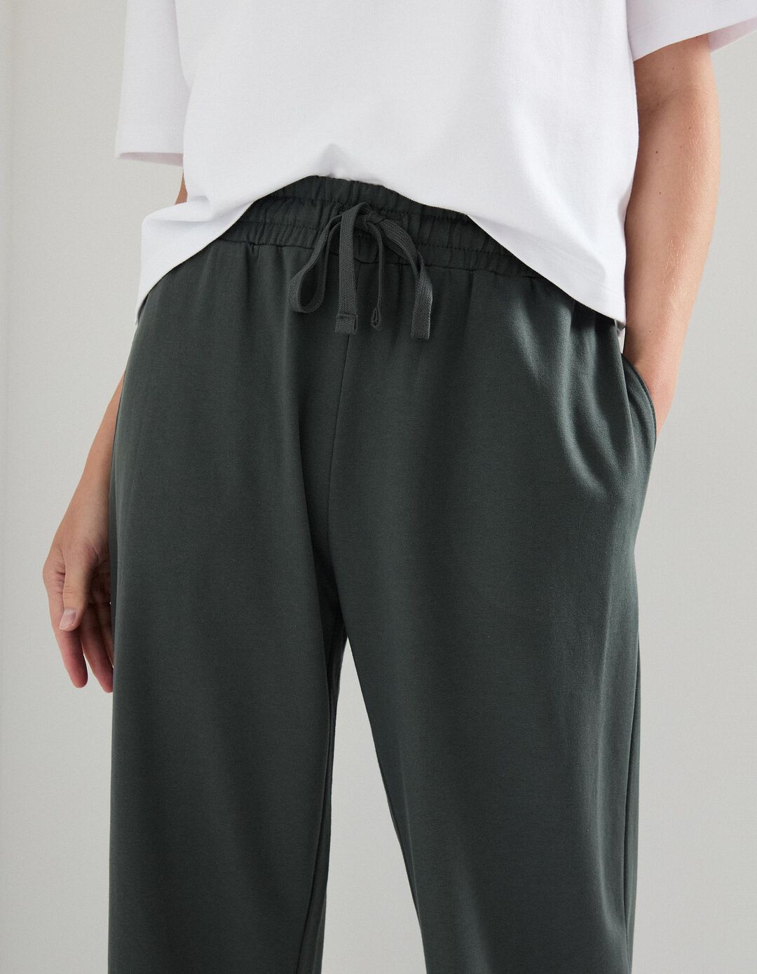 Calças Joggers Wide Leg, Mulher, Cinzento Escuro