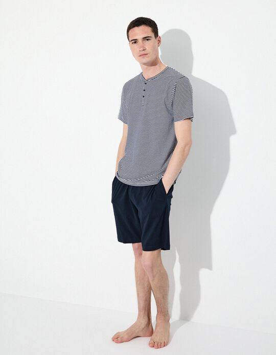 Comprar Online Pijama Riscas, Homem, Azul Escuro