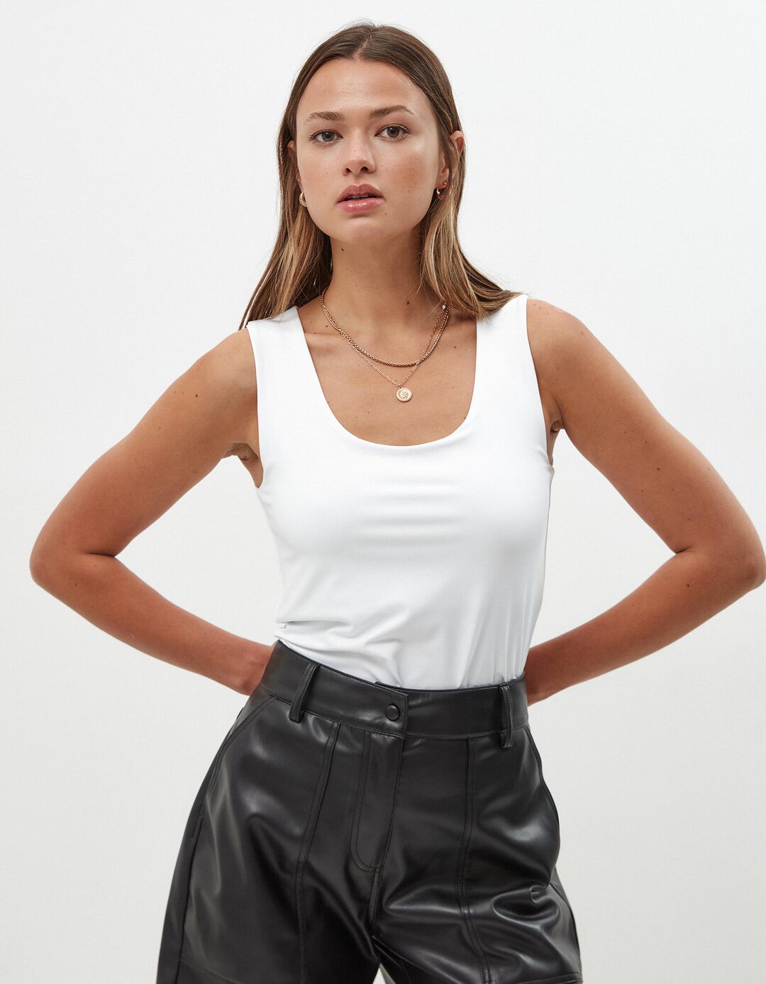 Top Decote Redondo, Mulher, Branco